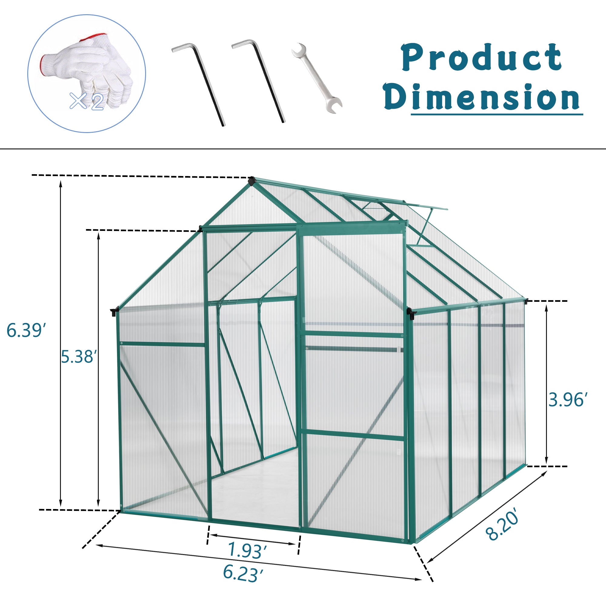 Green-6 x 8 FT Outdoor Patio Greenhouse