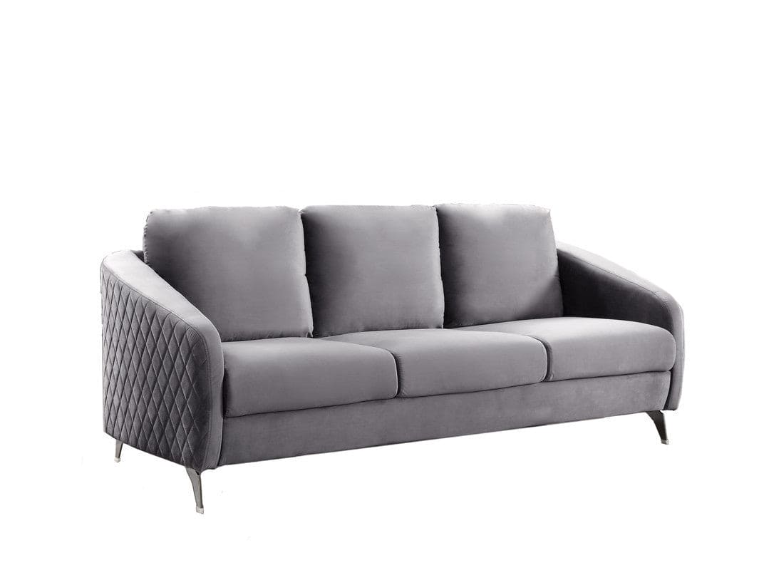 Sofia Gray Velvet Modern Chic Sofa Couch