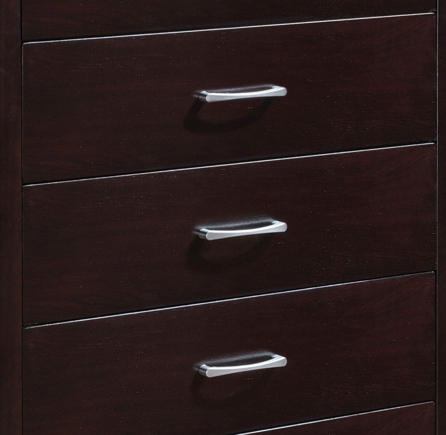 Espresso Finish Contemporary Design 1pc Chest of 5x Drawers Silver Tone 
Bar Pulls Bedroom Furniture