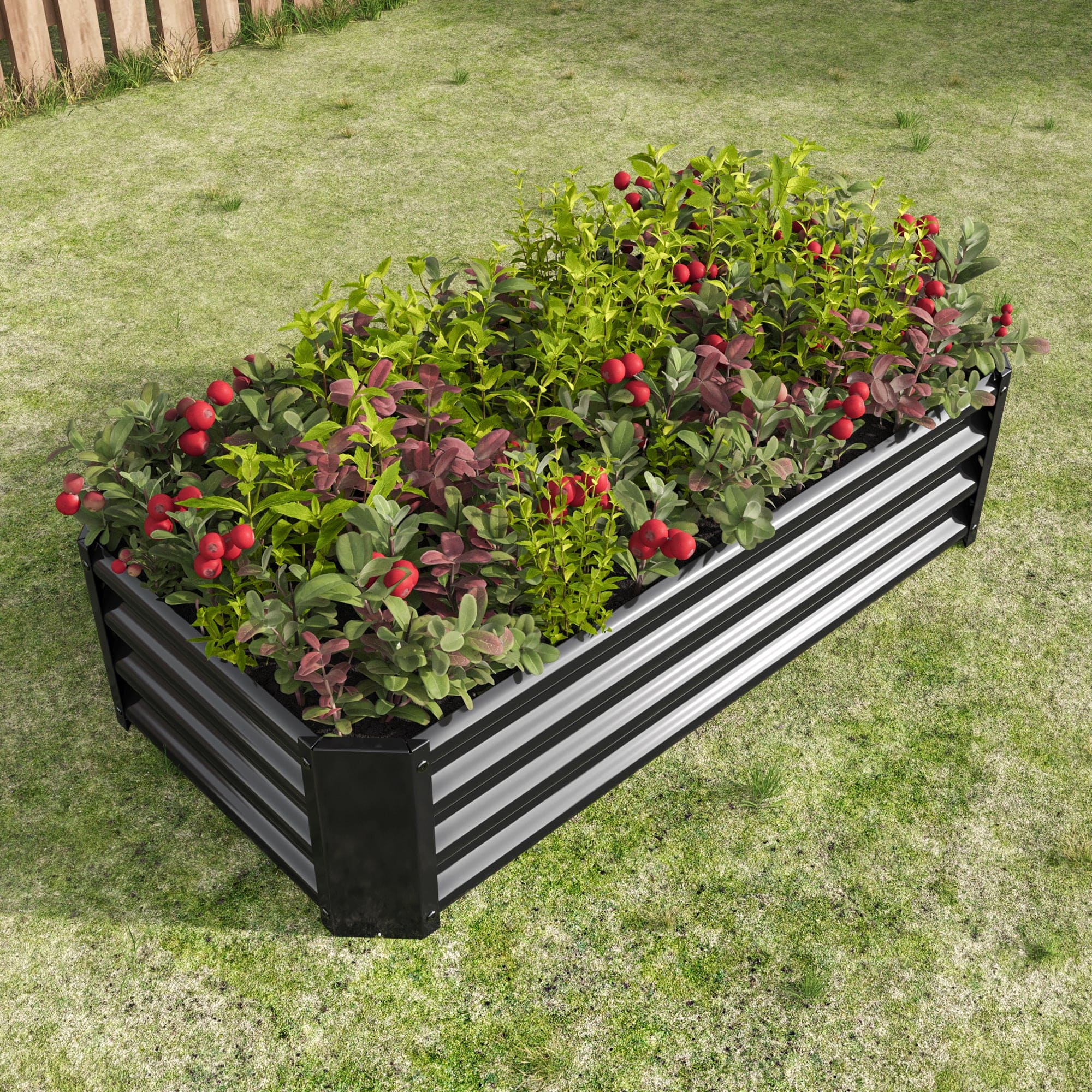 Metal Raised Garden Bed, Rectangle Raised Planter 4×2×1ft  for Flowers Plants, Vegetables Herb Veezyo Black