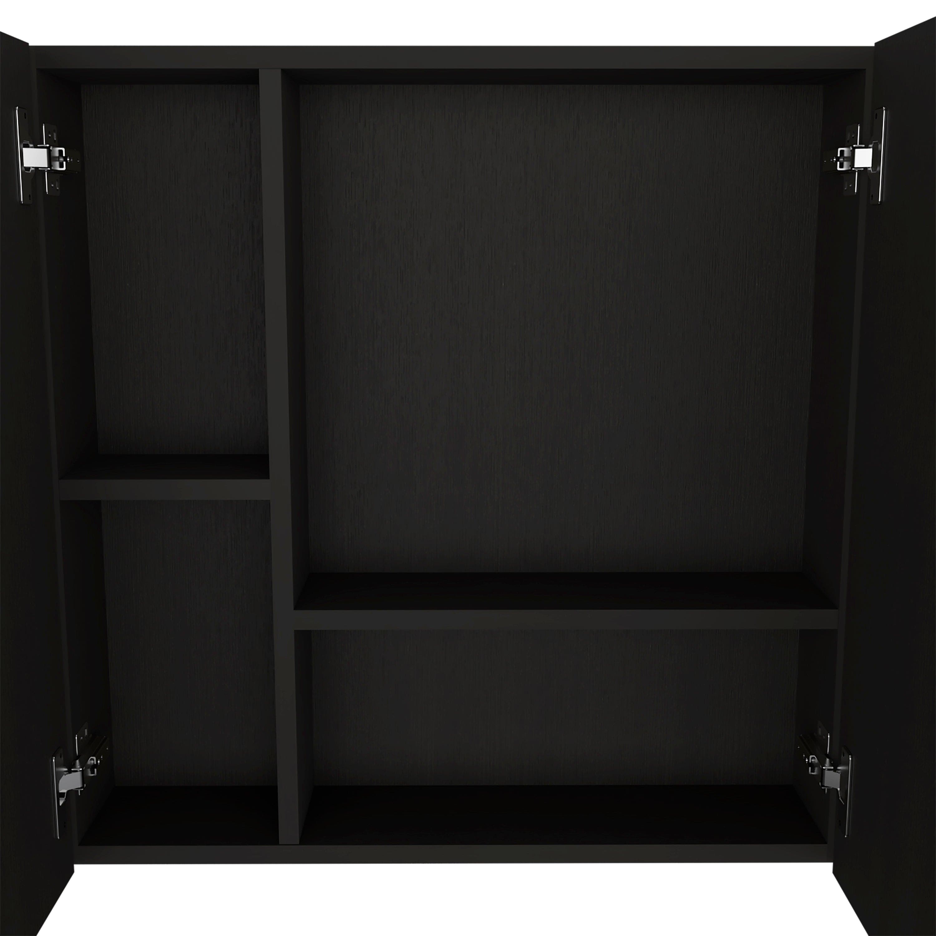 Medicine Cabinet Prague, Four Internal Shelves, Single Door, Black Wengue Finish