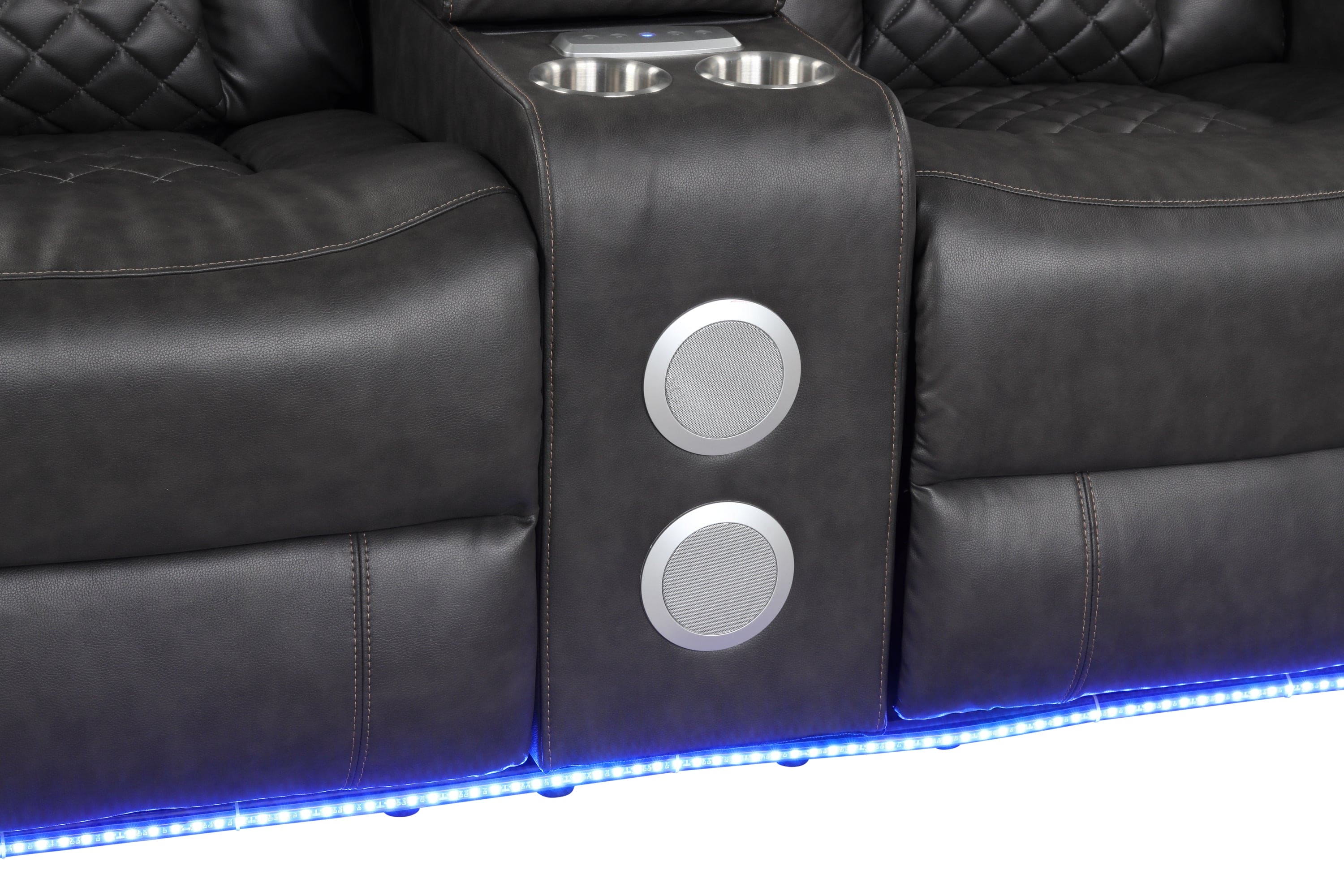 Benz LED & Power Reclining Loveseat Made With Faux Leather in Gray