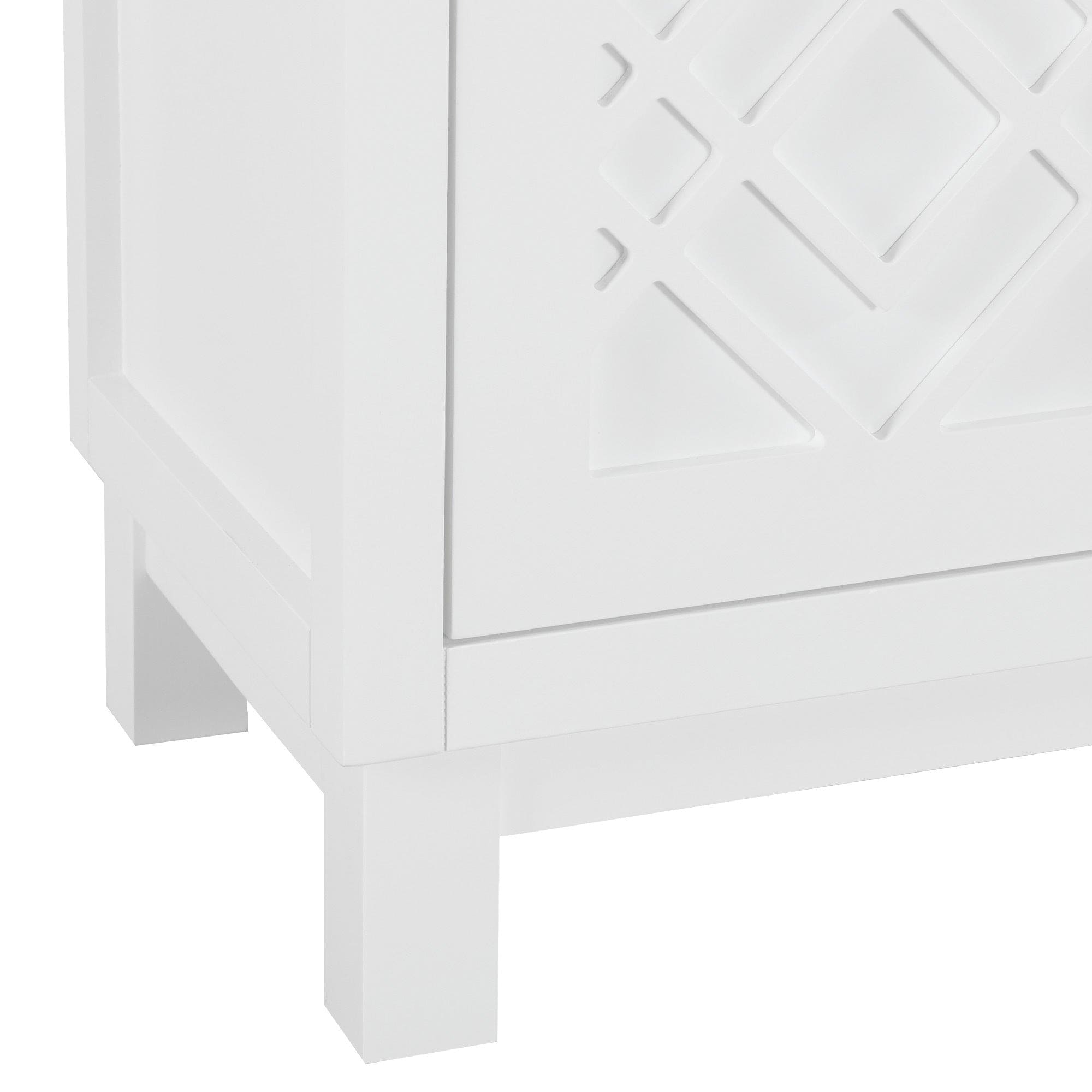 TREXM Large Storage Space Sideboard, 4 Door Buffet Cabinet with Pull Ring Handles for Living Room, Dining Room (White)