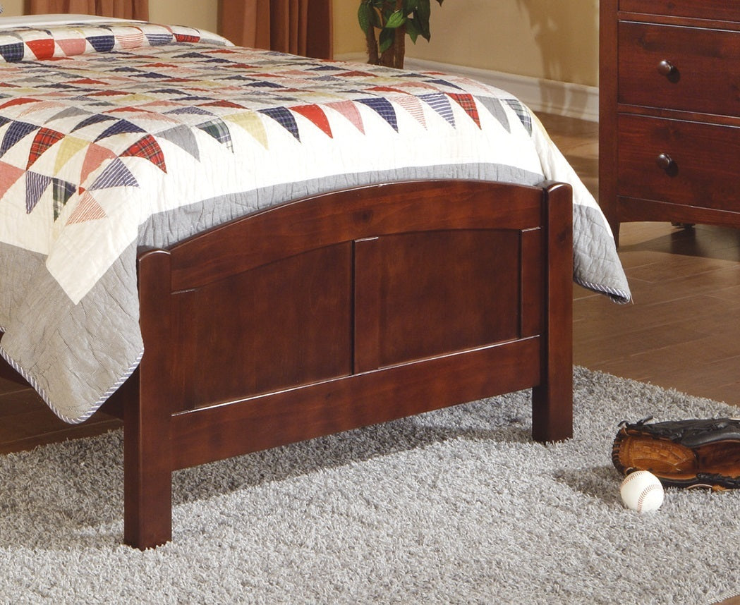 Dark Oak Finish Twin Size Bed Youth Bedroom Furniture Unique Headboard Footboard Rubberwood