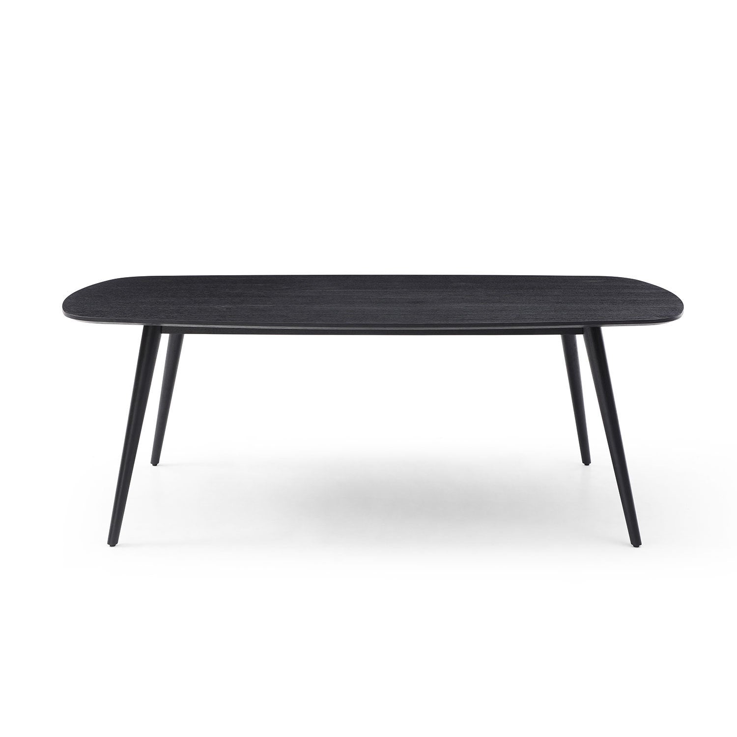 70.87inch Rectangular Dining Table Black Oak Finished Ash Veneer Top 8 Persons