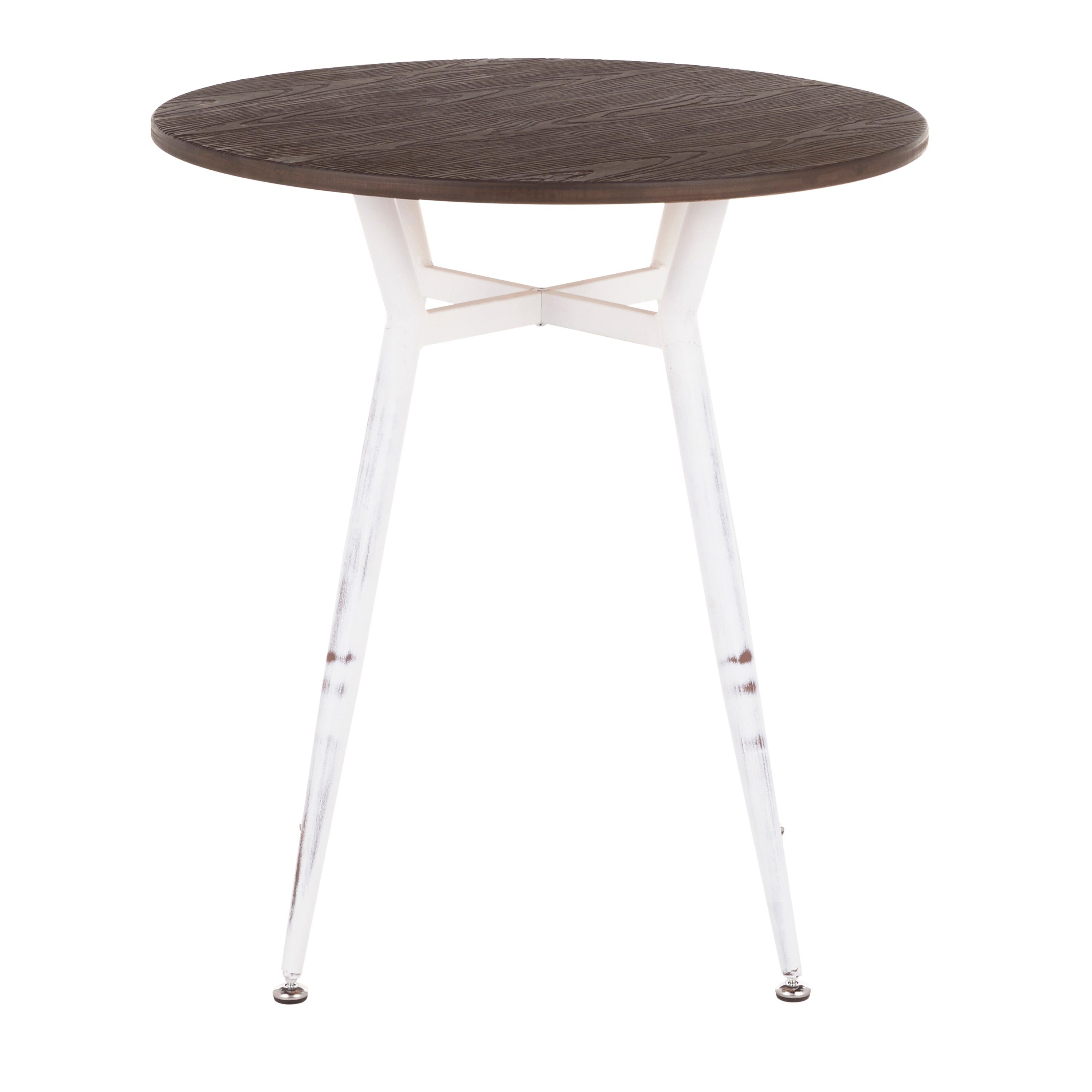 Clara Industrial Round Dinette Table in Vintage White Metal and Espresso Wood-Pressed Grain Bamboo by LumiSource