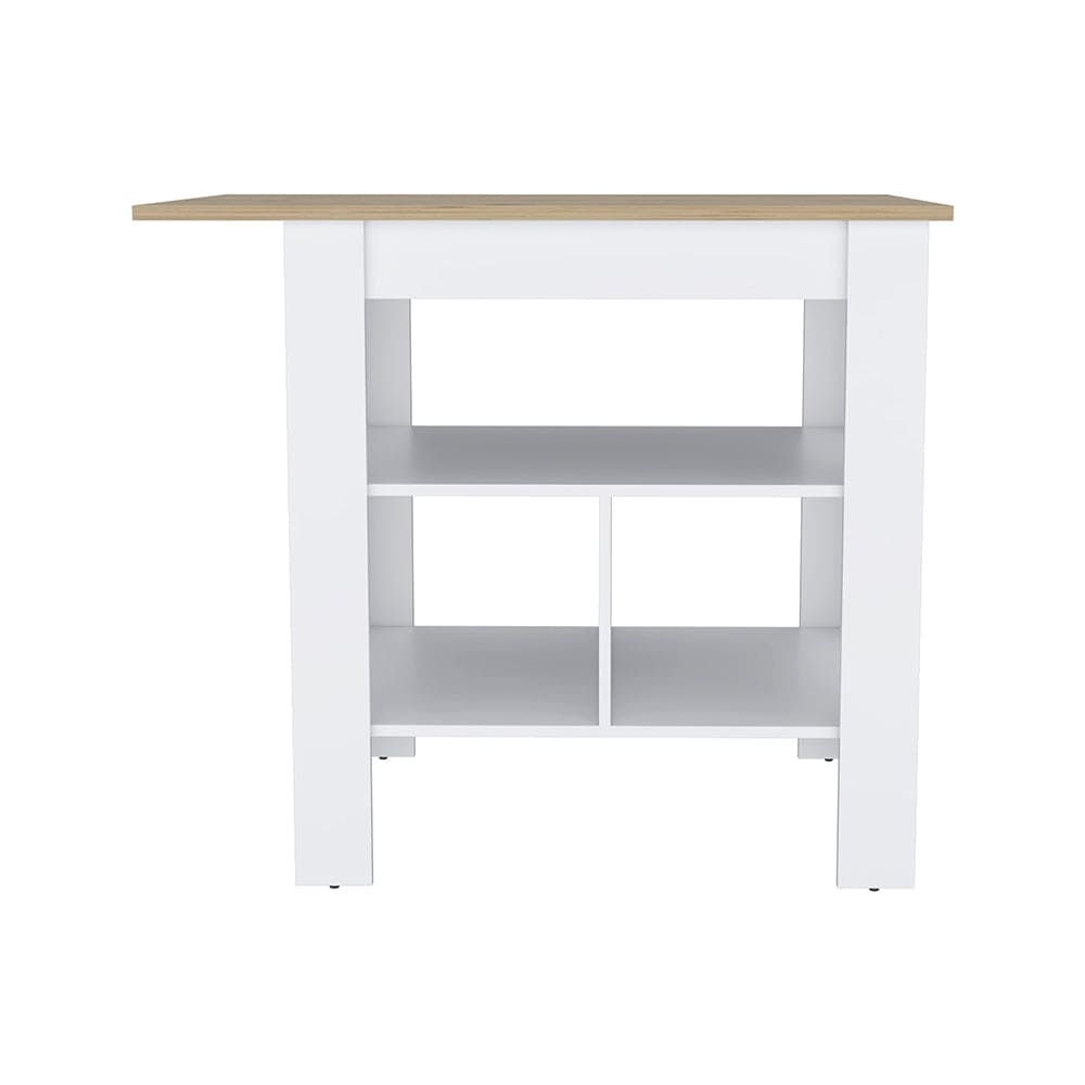 Kitchen Island Pompeya, Three Shelves, White Finish