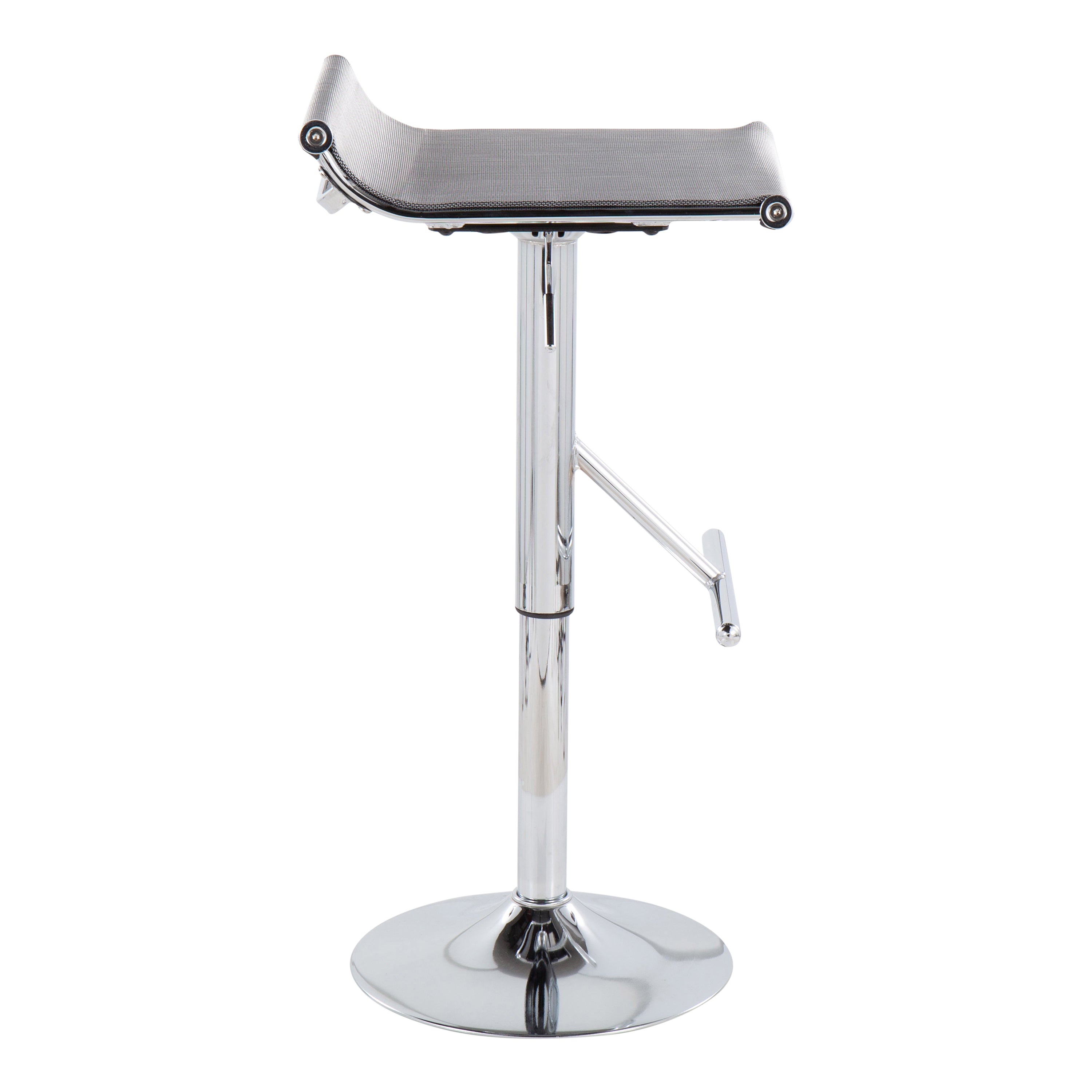 Mirage Ale Contemporary Adjustable Bar Stool in Chrome and Silver Mesh by LumiSource