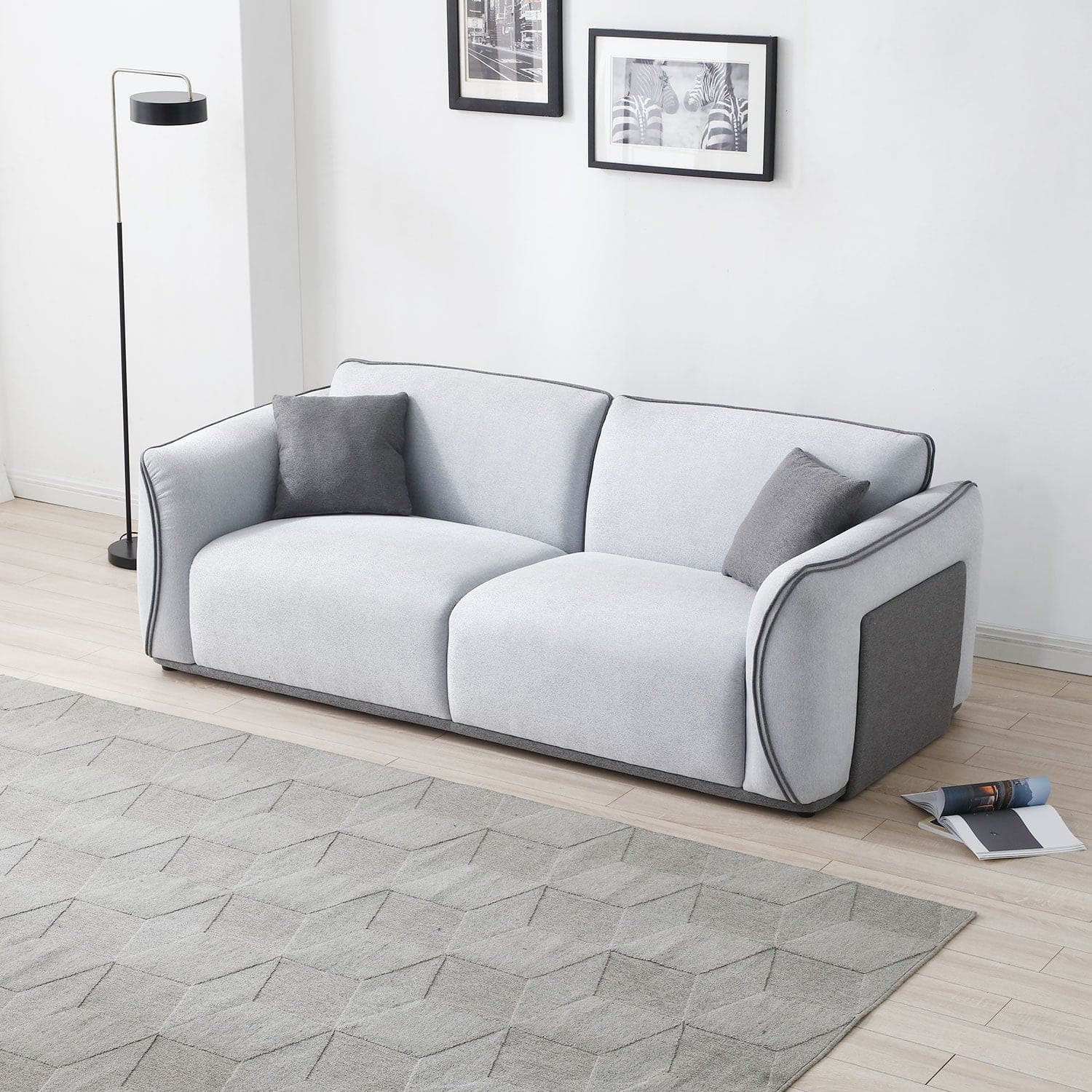 Grey Couch Upholstered Sofa, Modern Sofa for Living Room, Couch for Small Spaces.