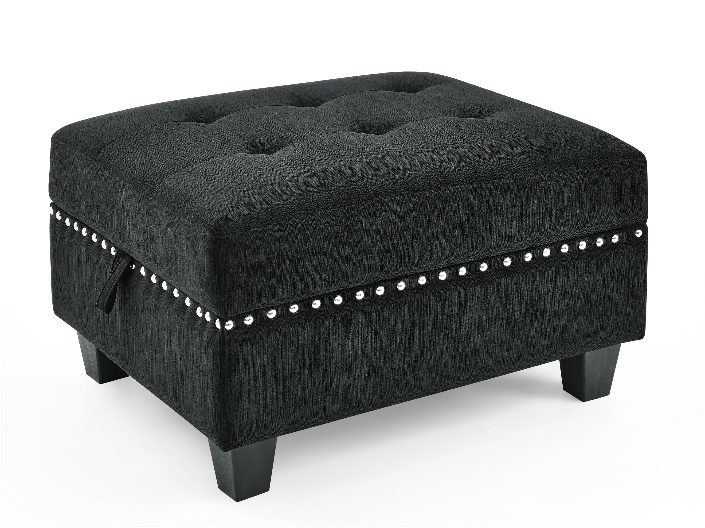 L shape Modular Sectional Sofa,DIY Combination,includes Three Single Chair ,Two Corner and Two Ottoman,Black Velvet.