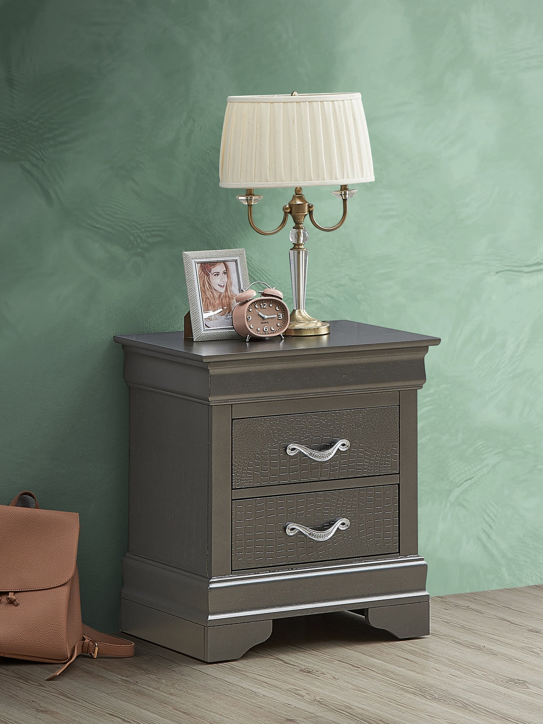 Glory Furniture Lorana G6502-N Nightstand , Metalic Black