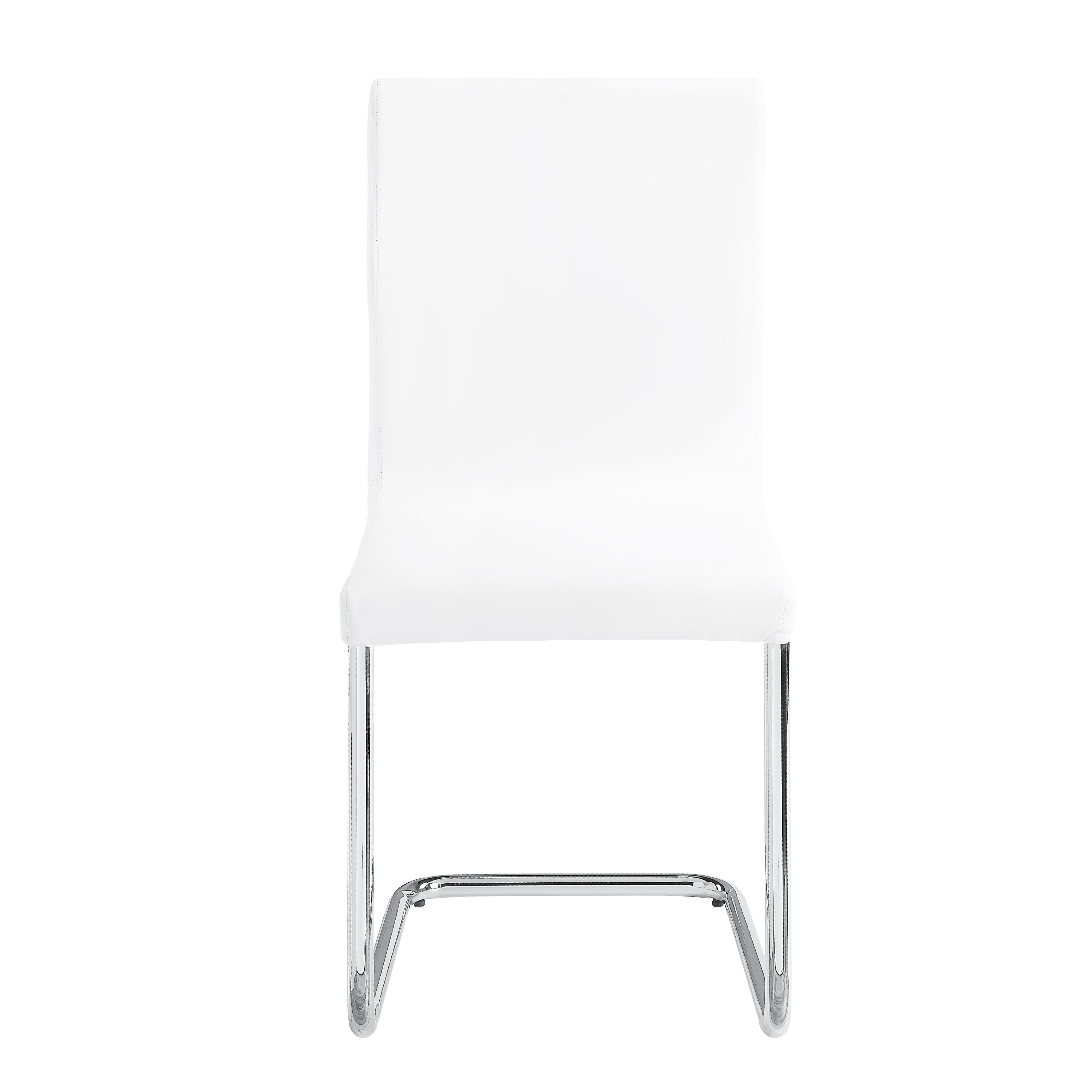 ACME Palton Side Chair (Set-2), White PU & Chrome Finish DN00733