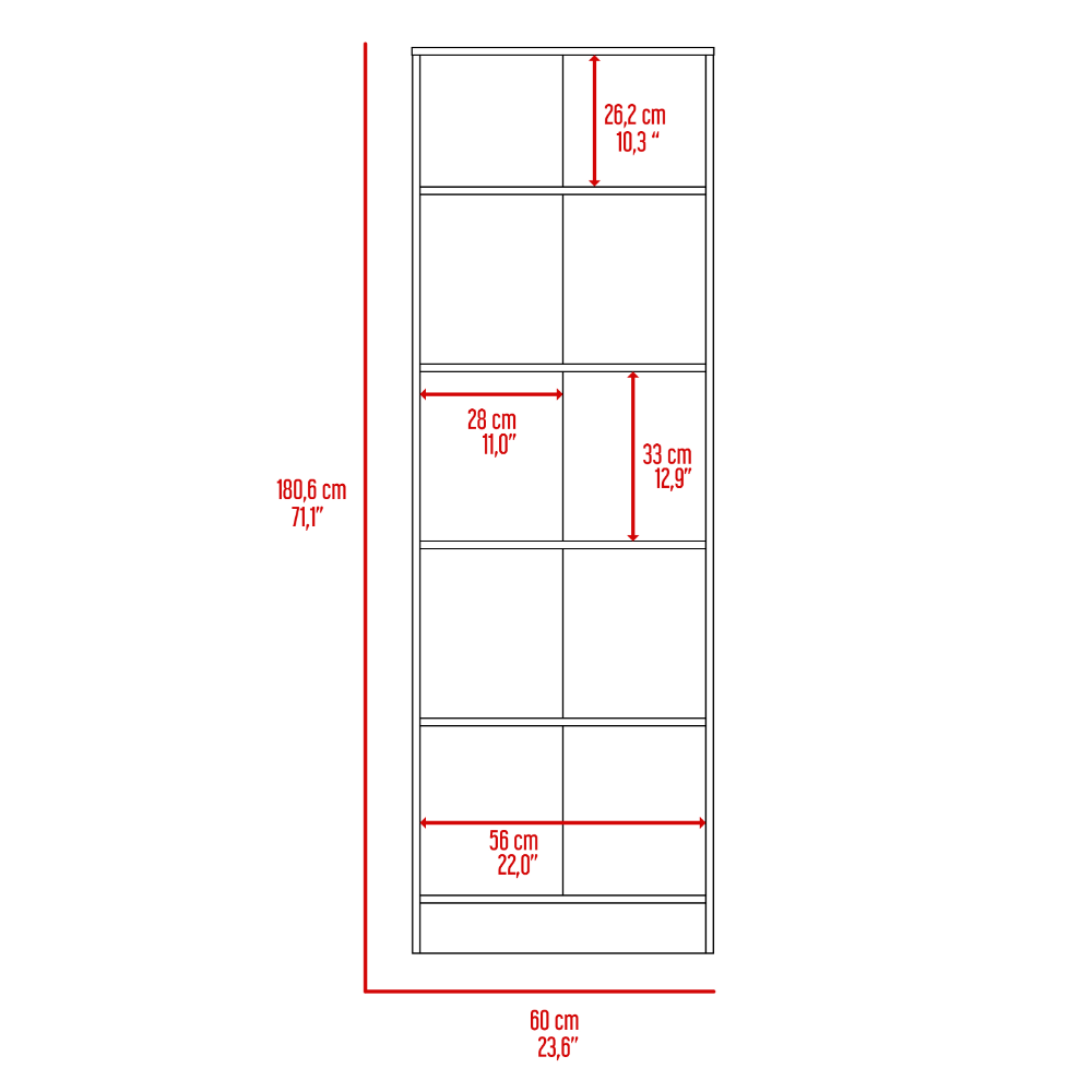 DEPOT E-SHOP Dakari Multistorage Double Door Cabinet, Five Shelves, Light Oak / Black