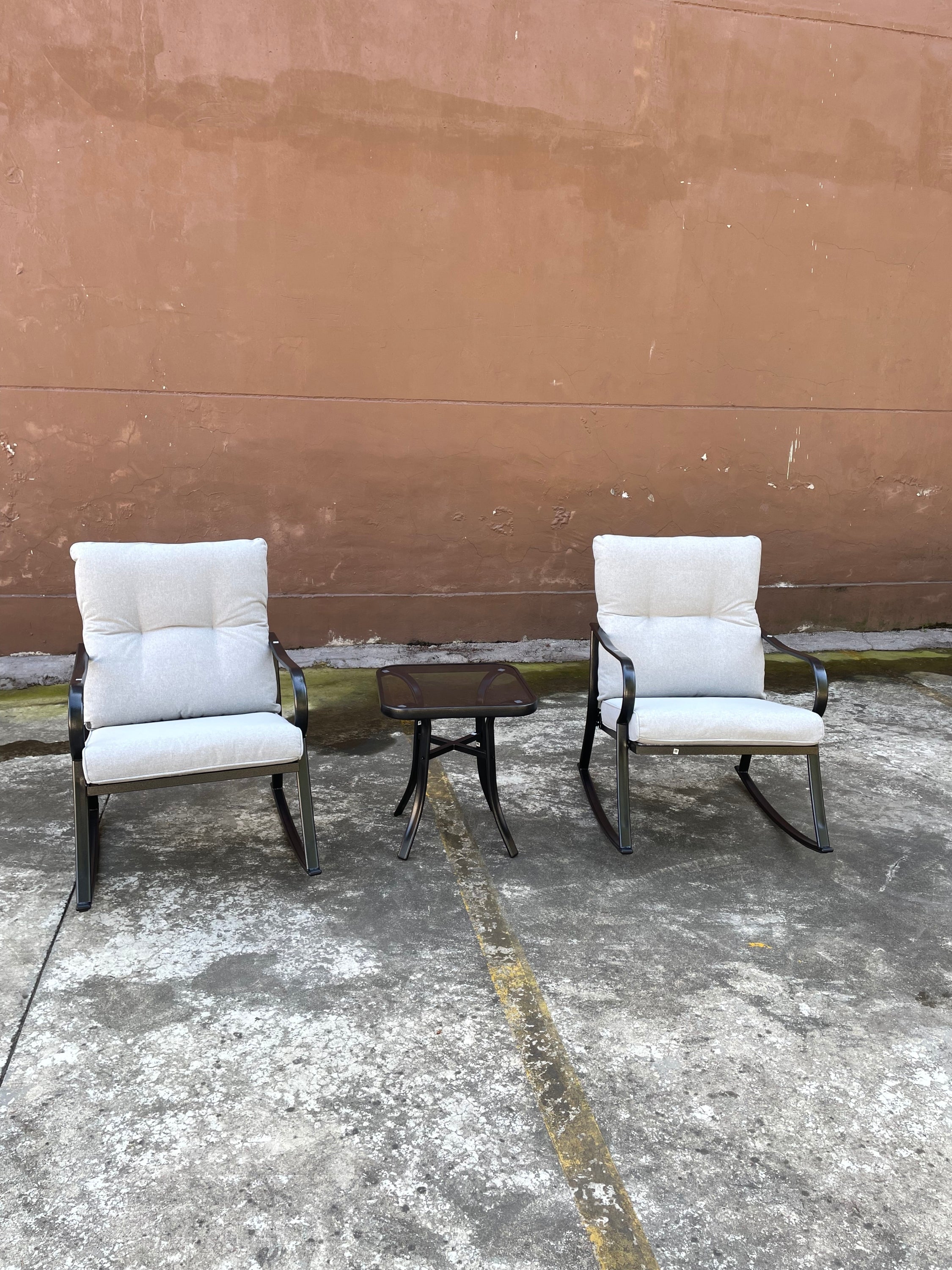 ROCKER SET CHAIR AND TEAPOY  OFF-WHITE