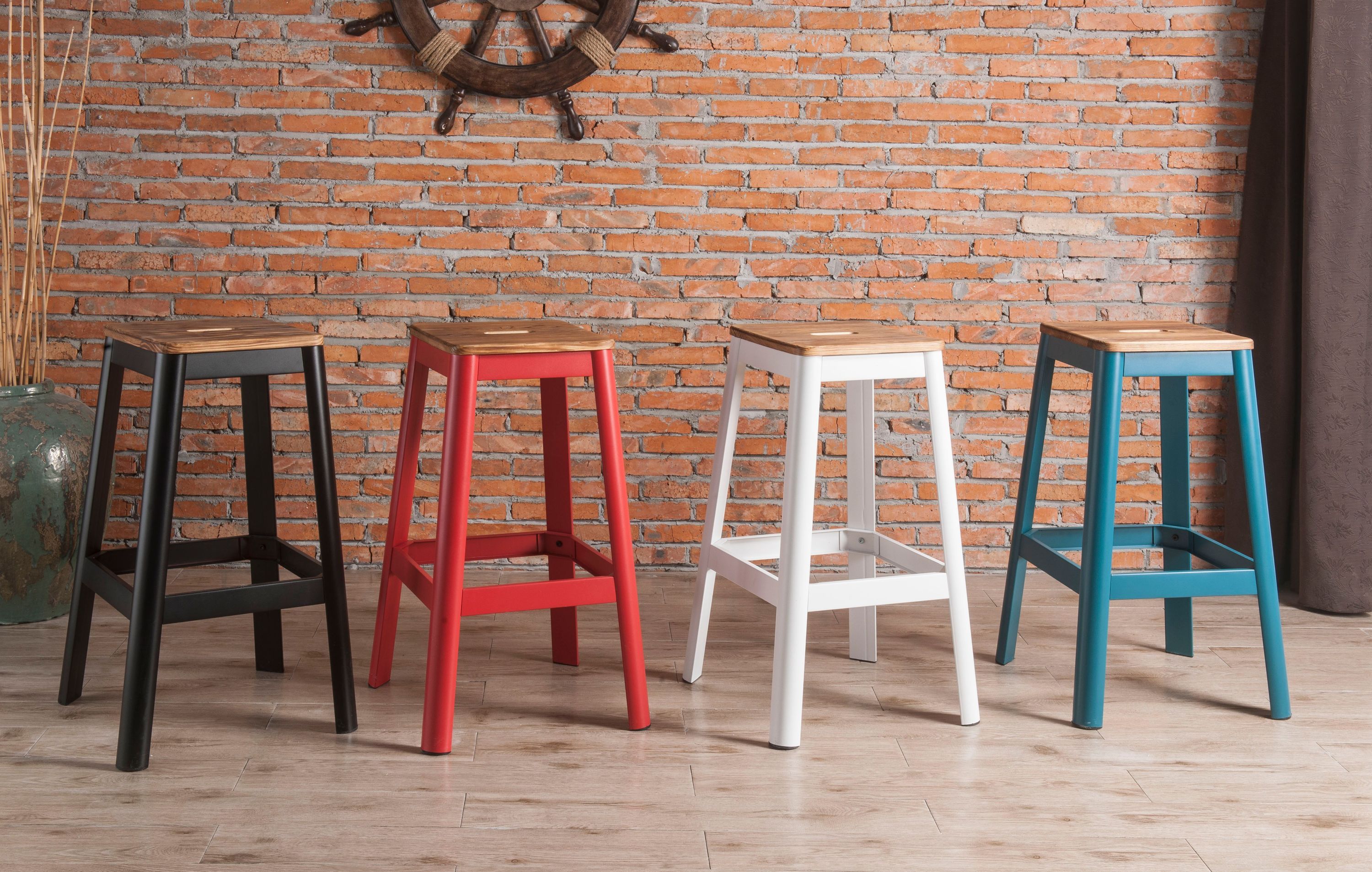 ACME Jacotte Bar Stool (1Pc) in Natural & Teal 72333