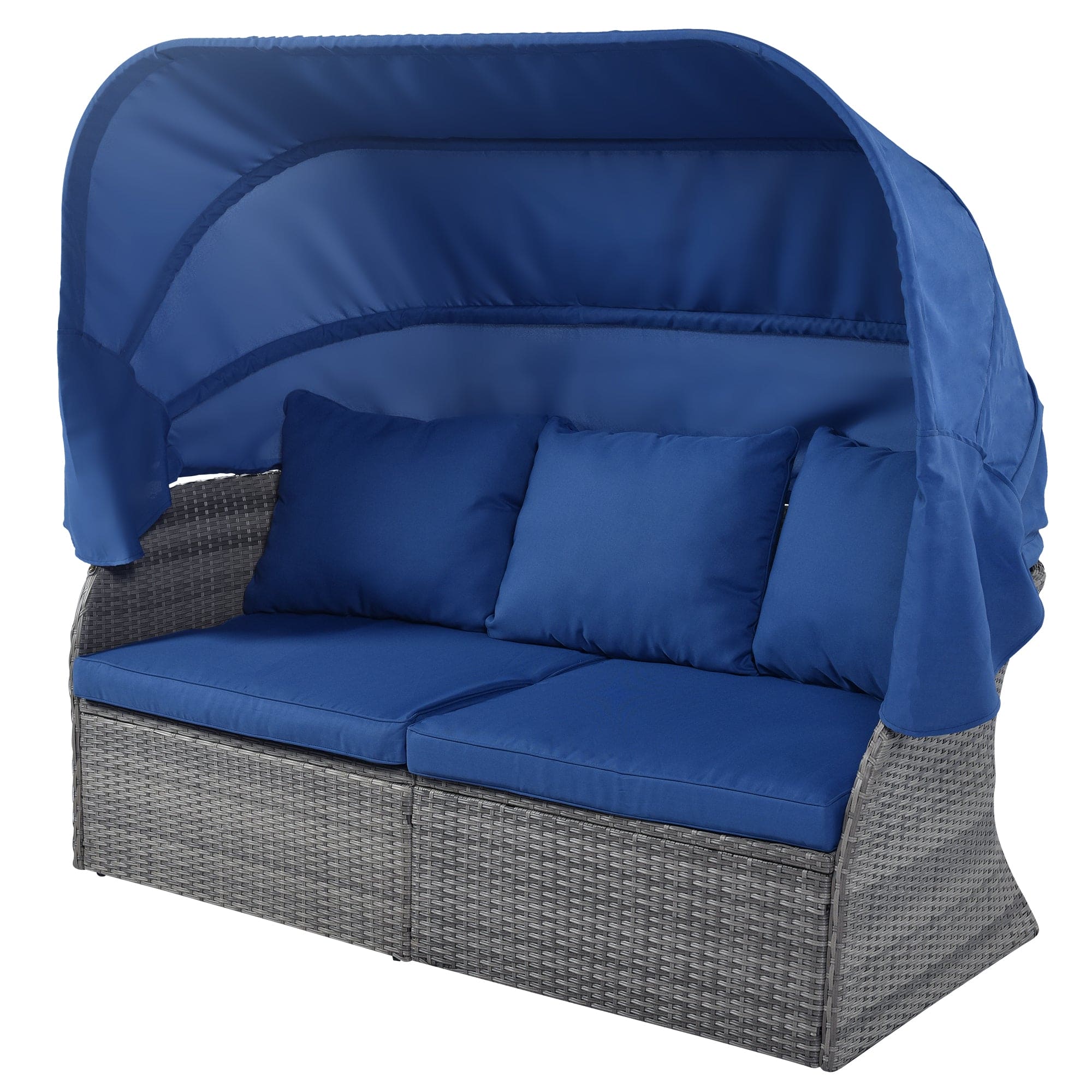 U_STYLE Outdoor Patio Furniture Set Daybed Sunbed with Retractable Canopy Conversation Set Wicker Furniture (As same as WY000281AAE)