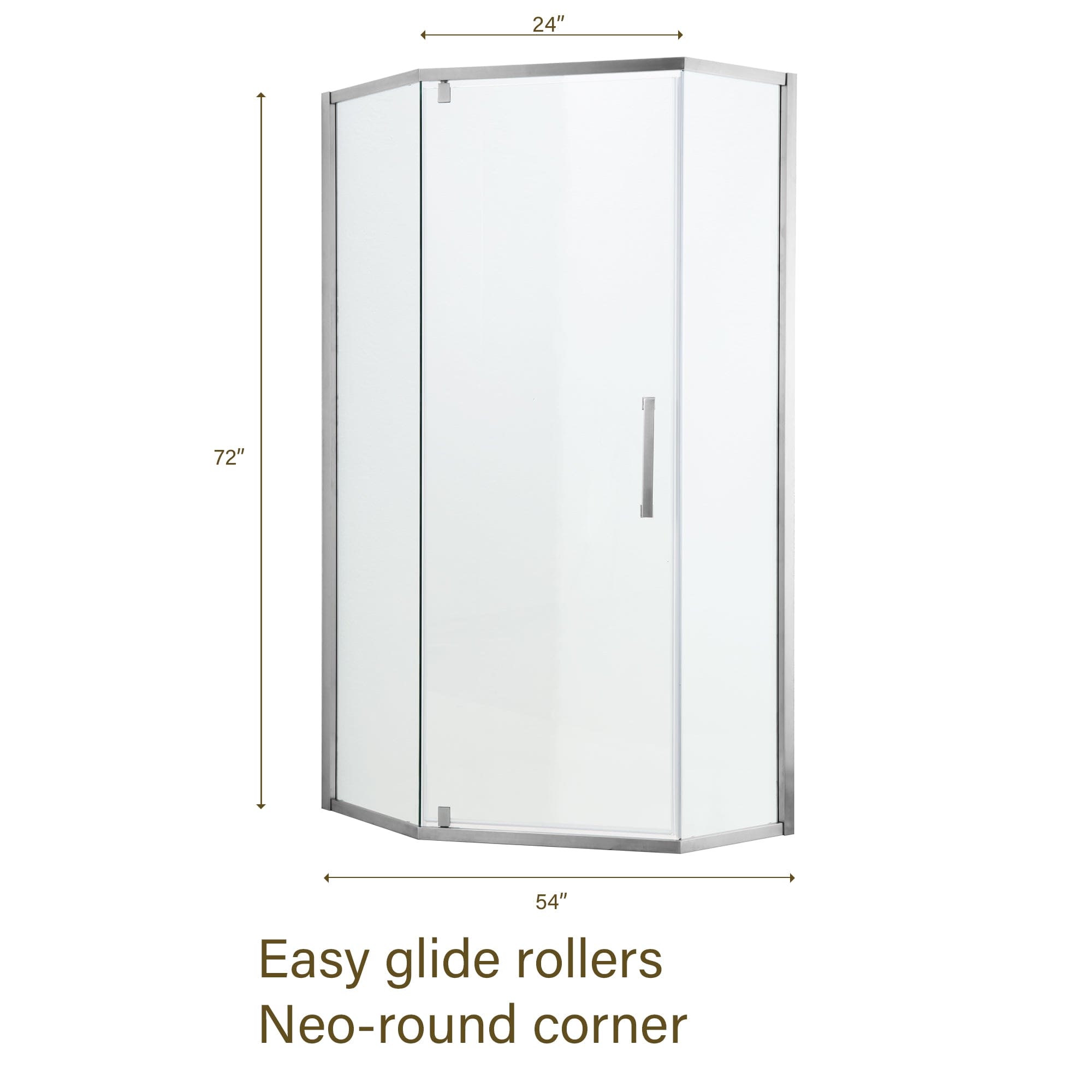 Shower Door 34-1/8" x 72" Semi-Frameless Neo-Angle Hinged Shower Enclosure, Chrome