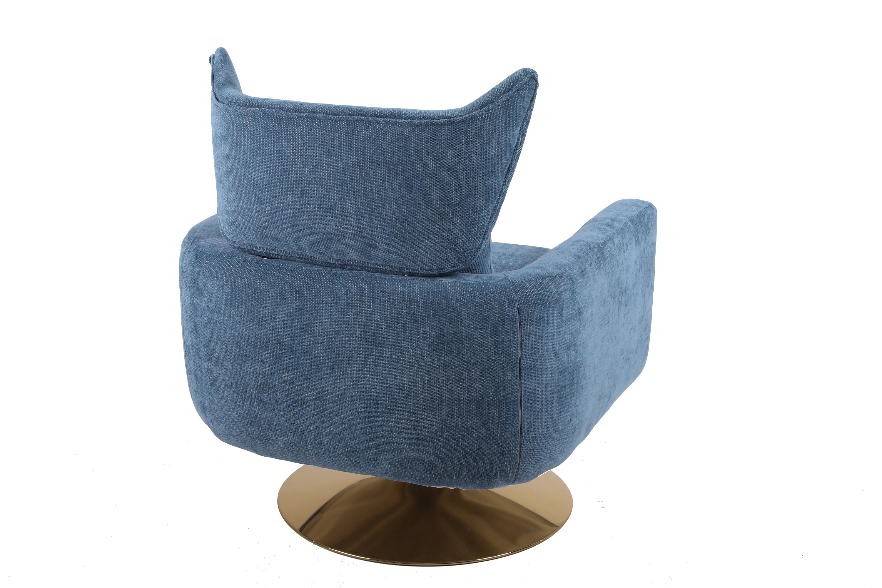 Classic Mid-Century 360-degree Swivel  Accent Chair, Blue Linen