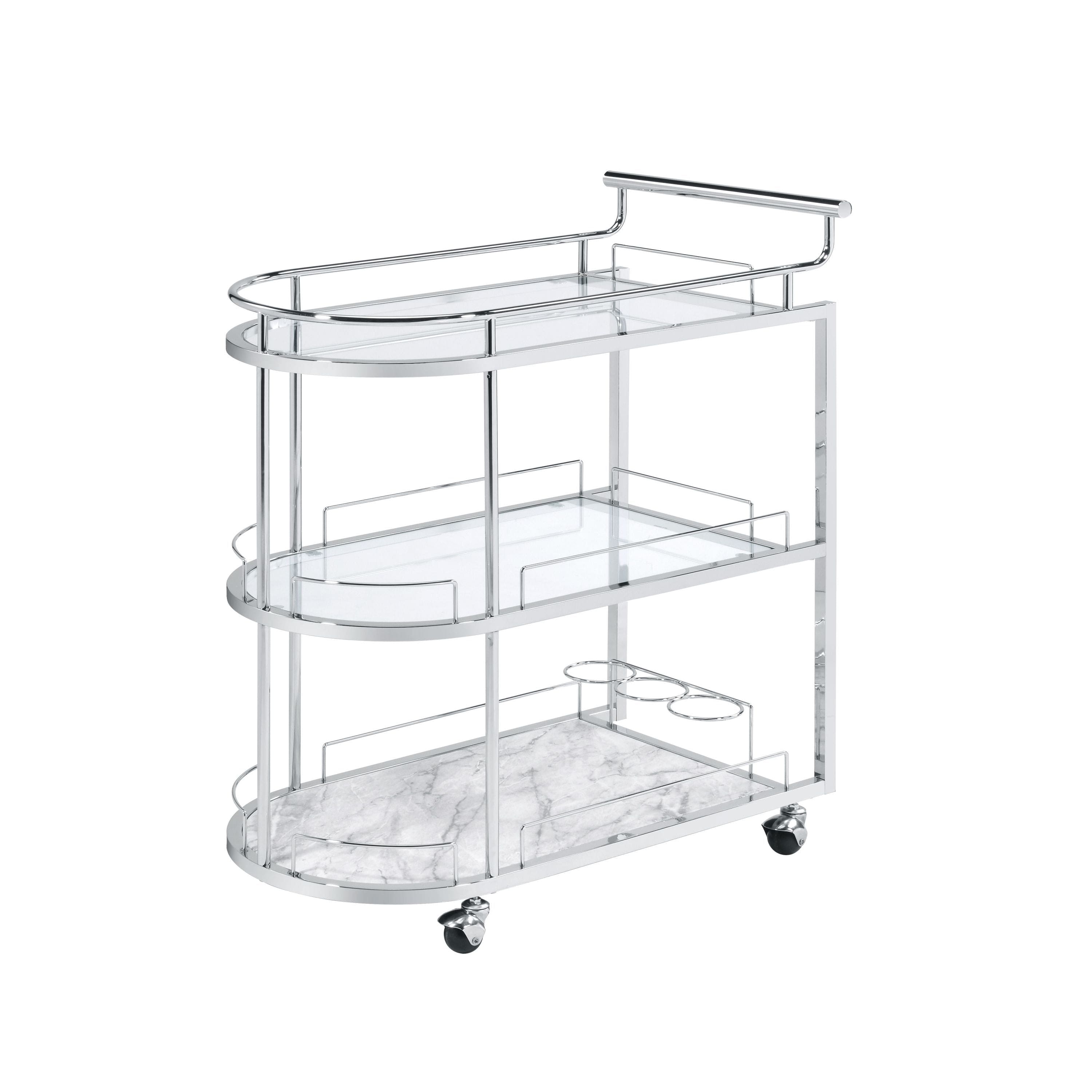 ACME Inyo Serving Cart in Clear Glass & Chrome Finish AC00161