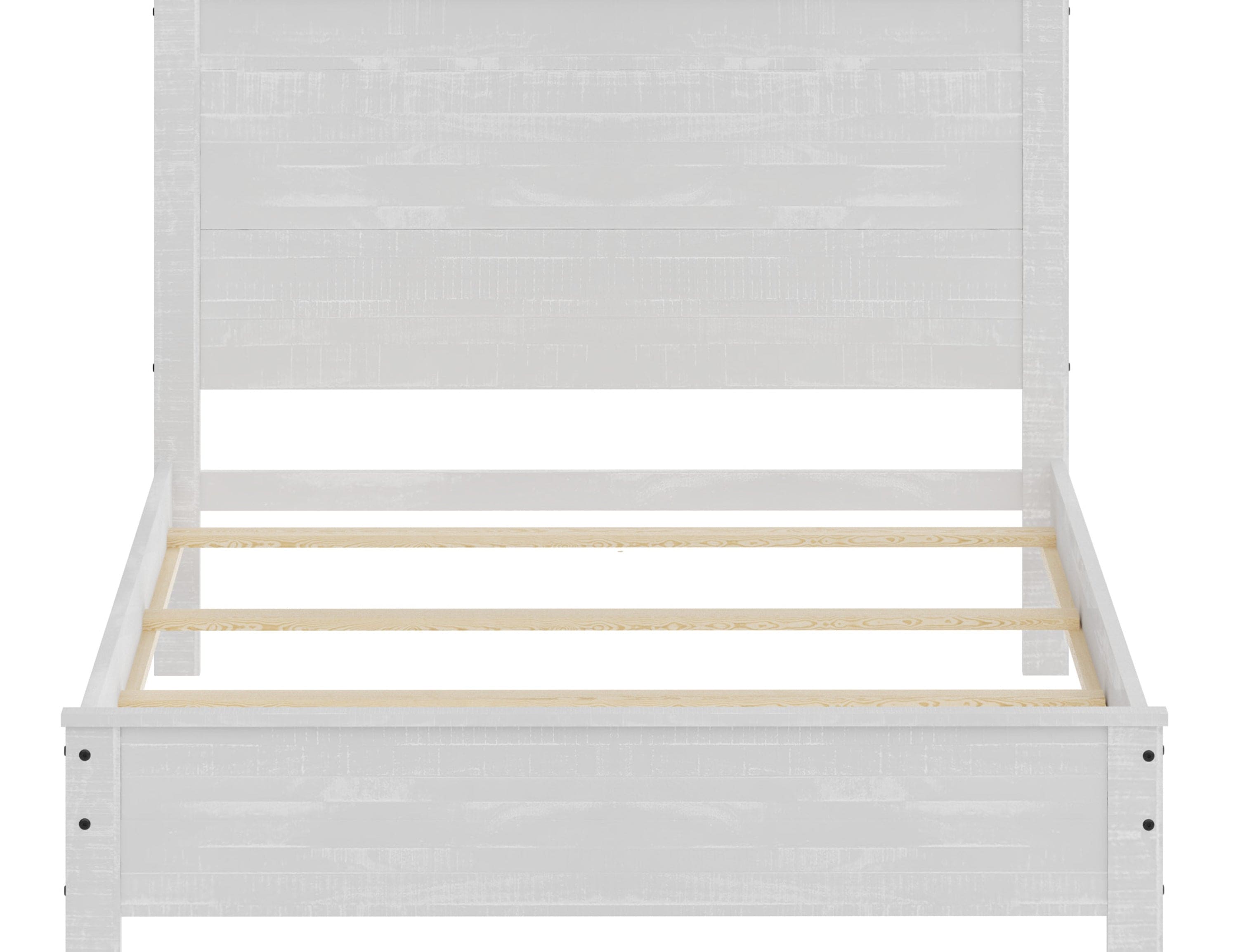 Yes4wood Albany Solid Wood White Bed, Modern Rustic Wooden Full Size Bed Frame Box Spring Needed