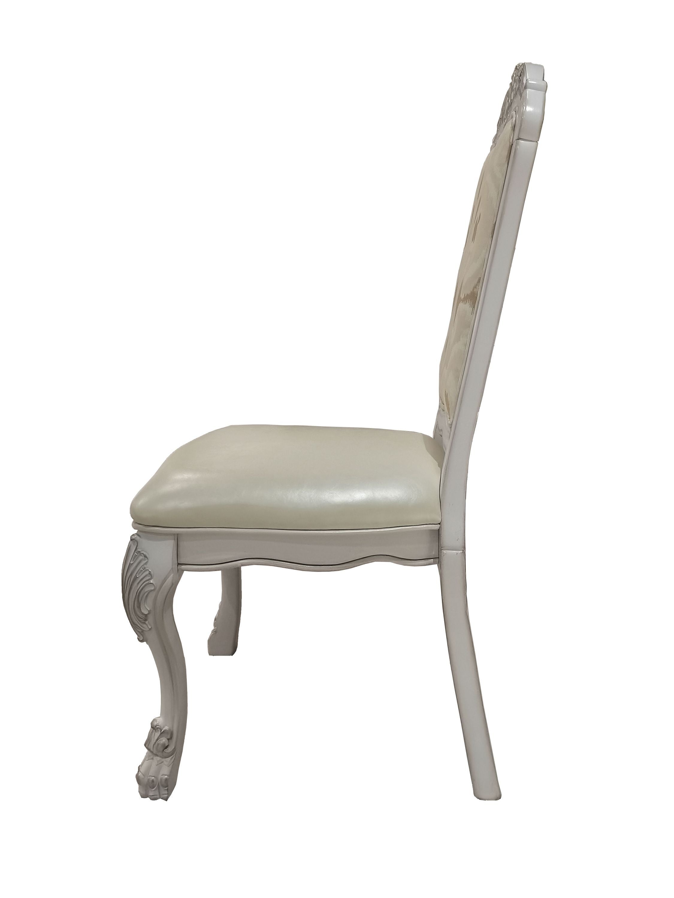 ACME Dresden  Side Chair (Set-2) in PU & Bone White Finish DN01696