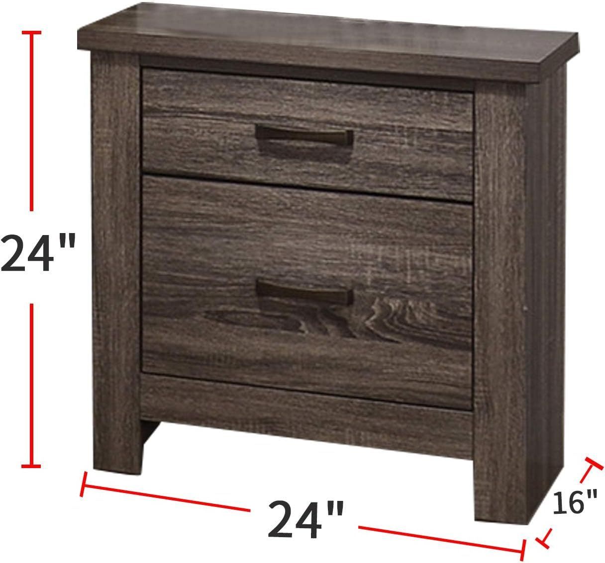 Natural Finish Striking Wooden Nightstand Bedside Table 2x Drawers Storage bedroom Furniture