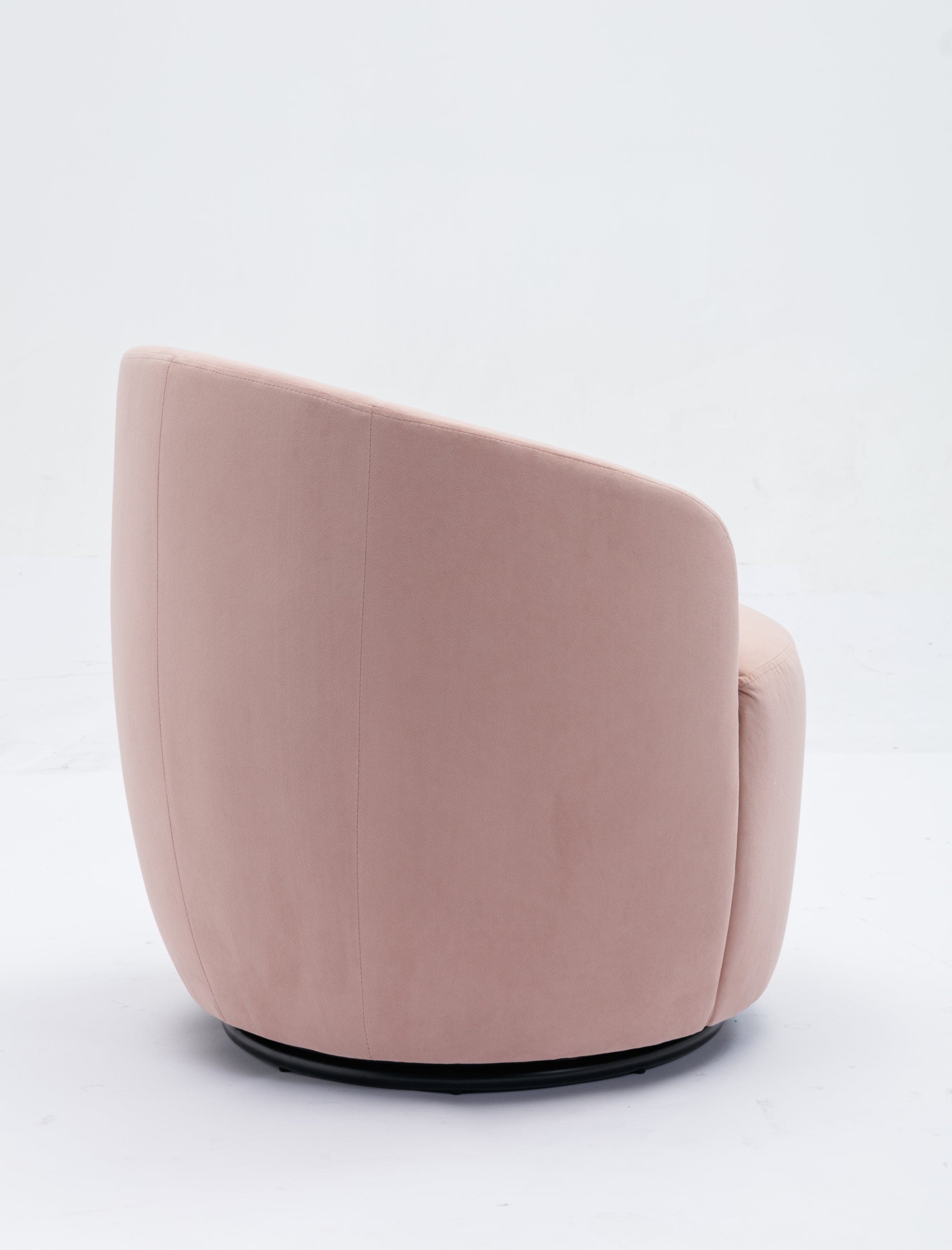 Velvet Fabric Swivel Accent Armchair Barrel Chair With Black Powder Coating Metal Ring,Pink