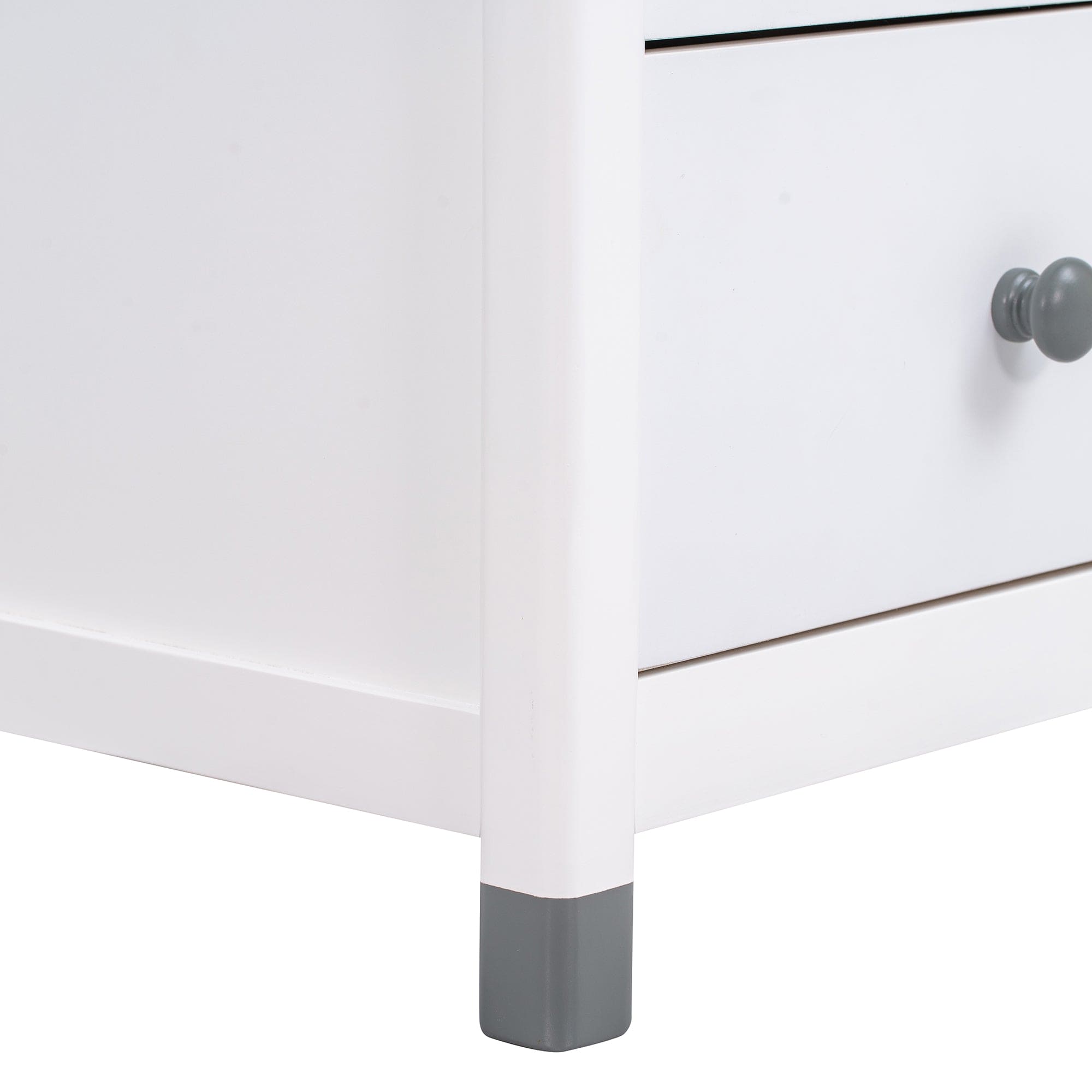 Wooden Nightstand with Two Drawers for Kids,End Table for Bedroom,White+Gray