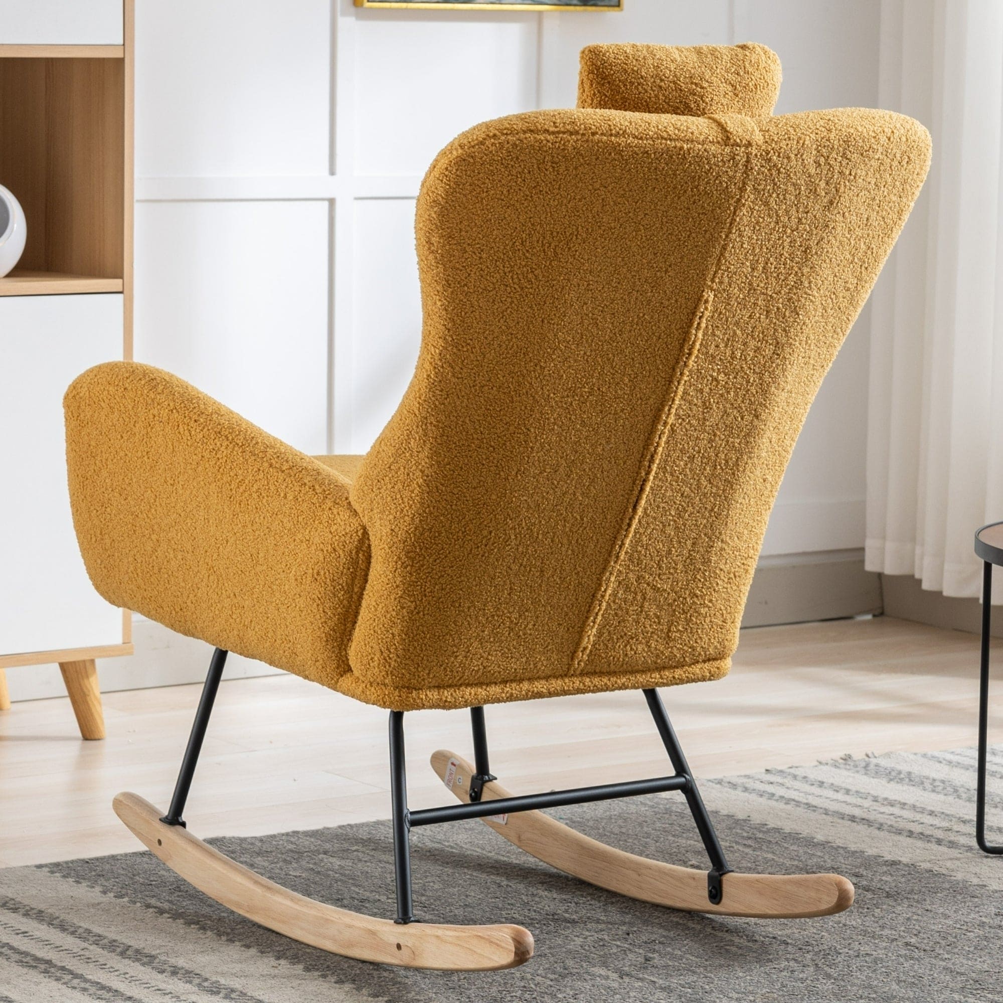 35.5 inch Rocking Chair with Pocket, (TURMERIC)