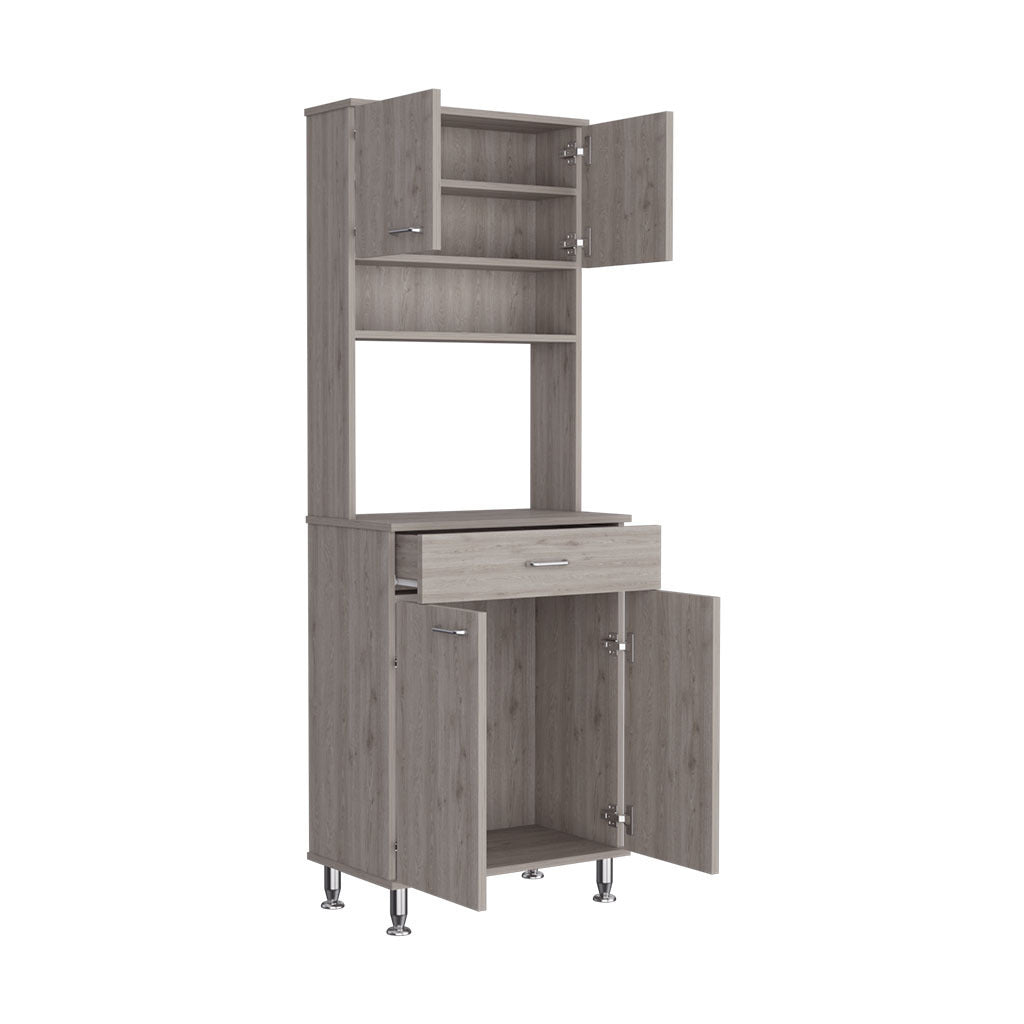 Pantry Piacenza,Two Double Door Cabinet, Light Gray Finish