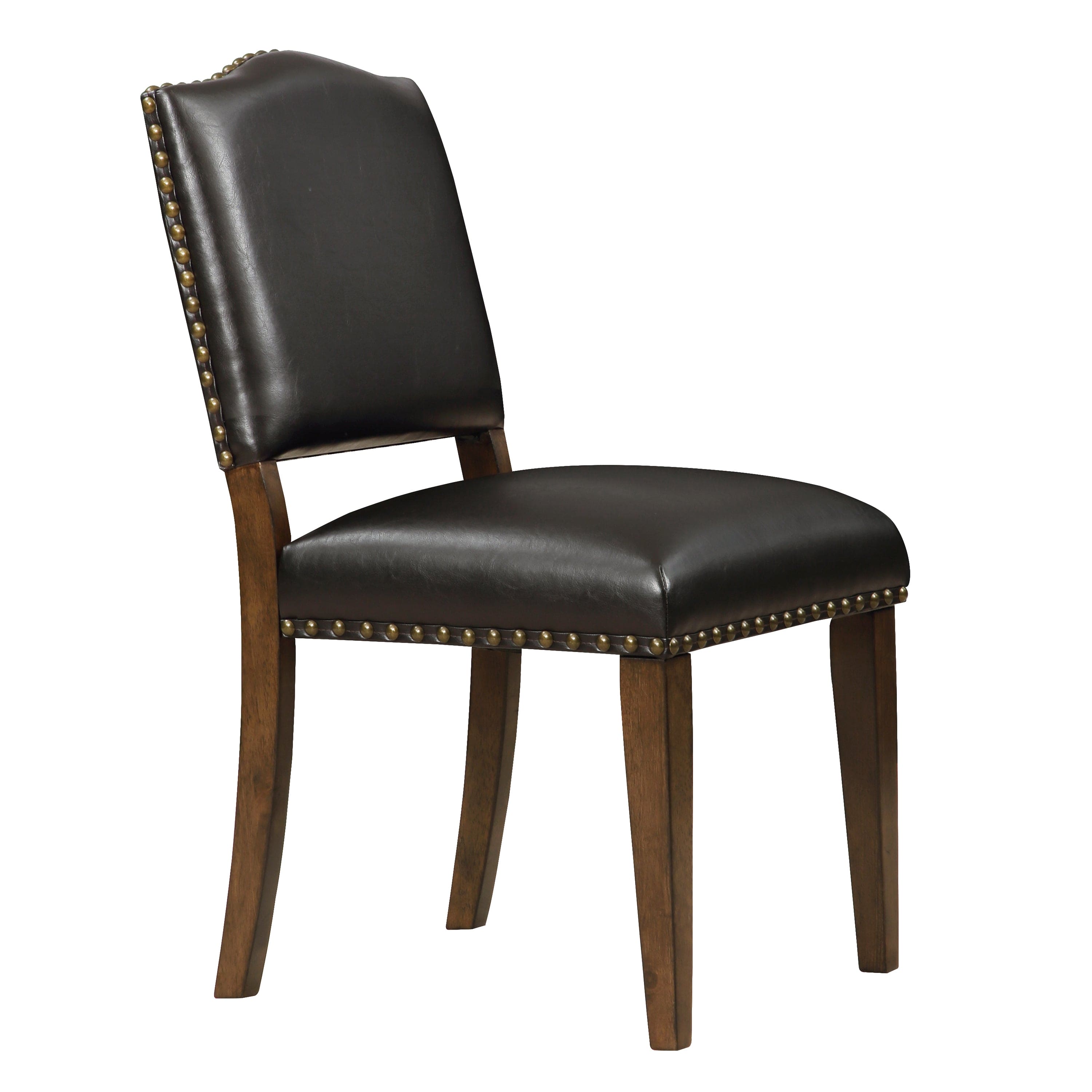 Dahlia Brown Faux Leather Dining Chair with Nail Heads - Set of 2