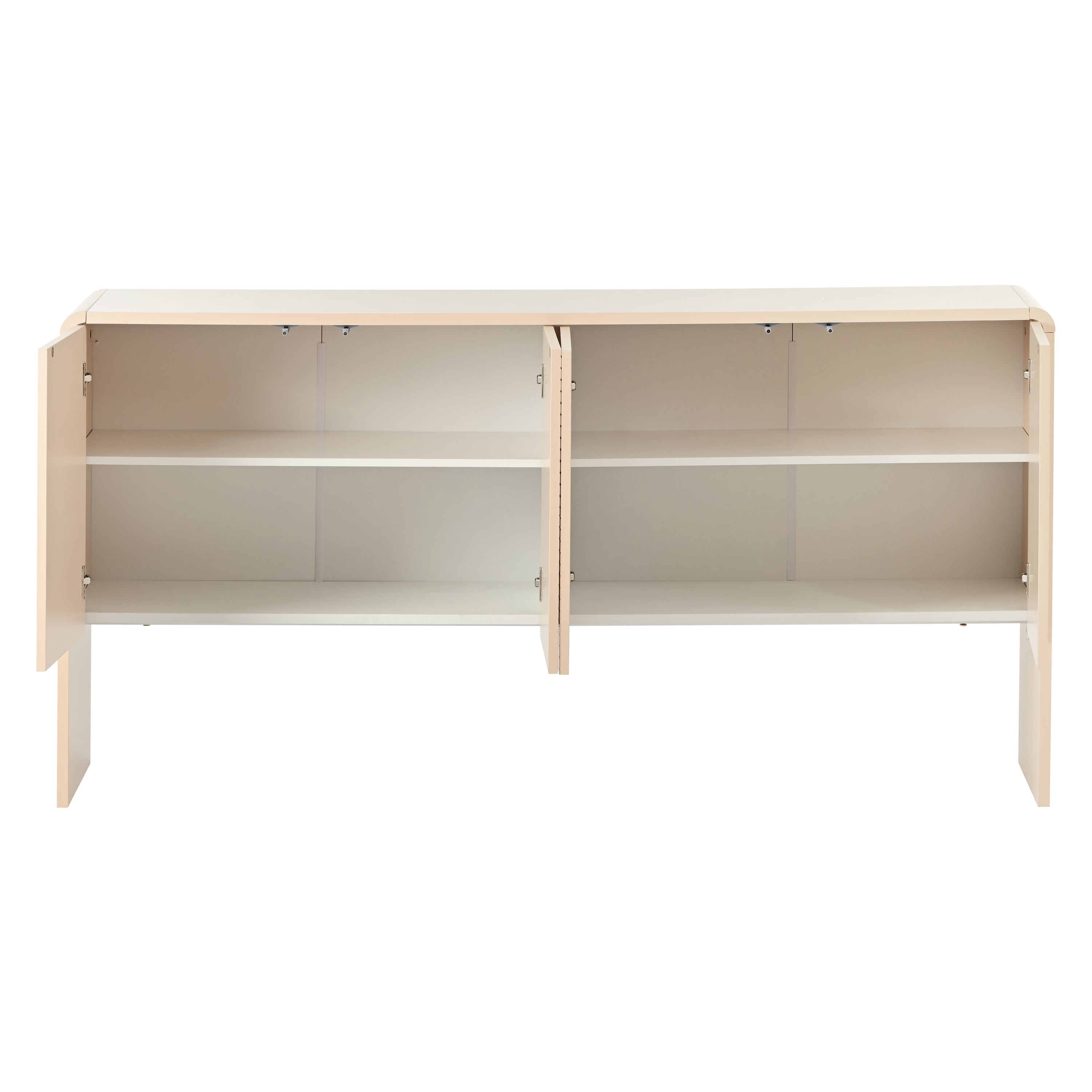 TREXM Minimalist Style 60"L Large Storage Space Sideboard with 4 Doors and Rebound Device for Living Room and Entryway (Apricot Cream)