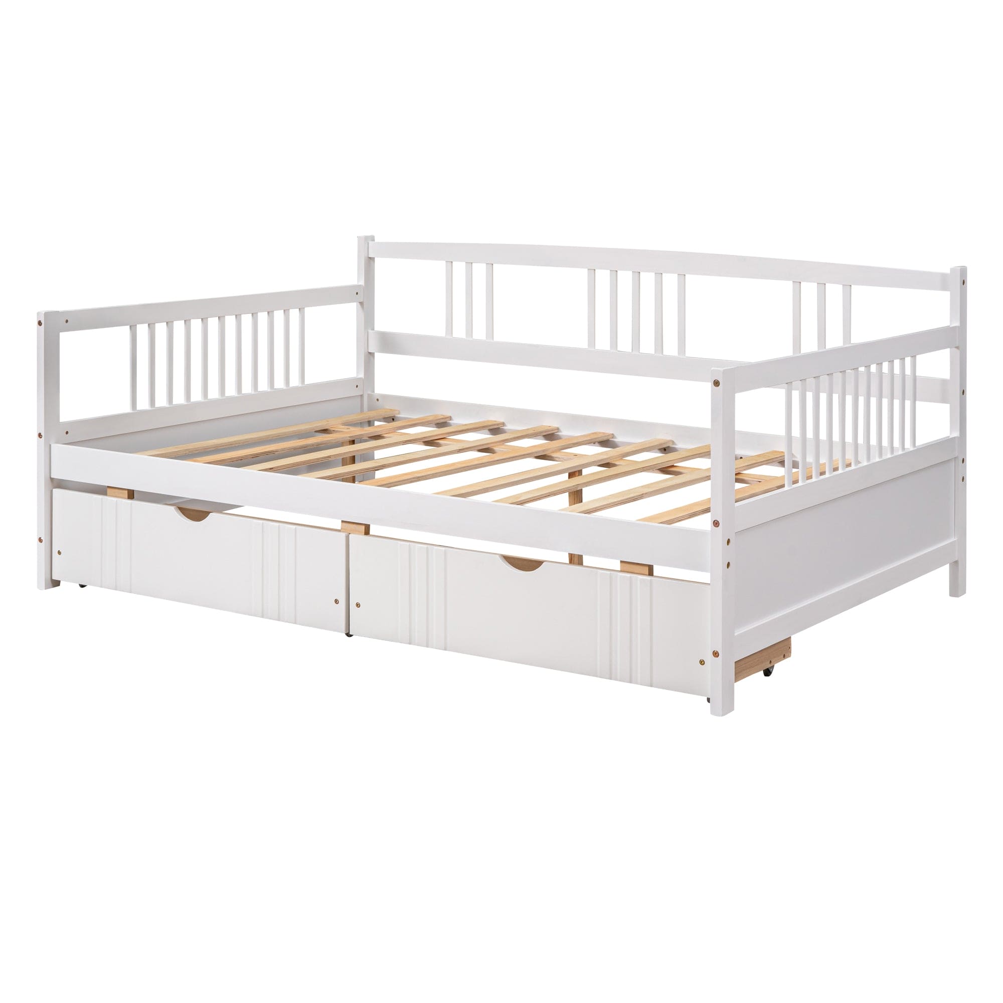 Full Size Daybed Wood Bed with Two Drawers,White(OLD  SKU:LP000058AAK)