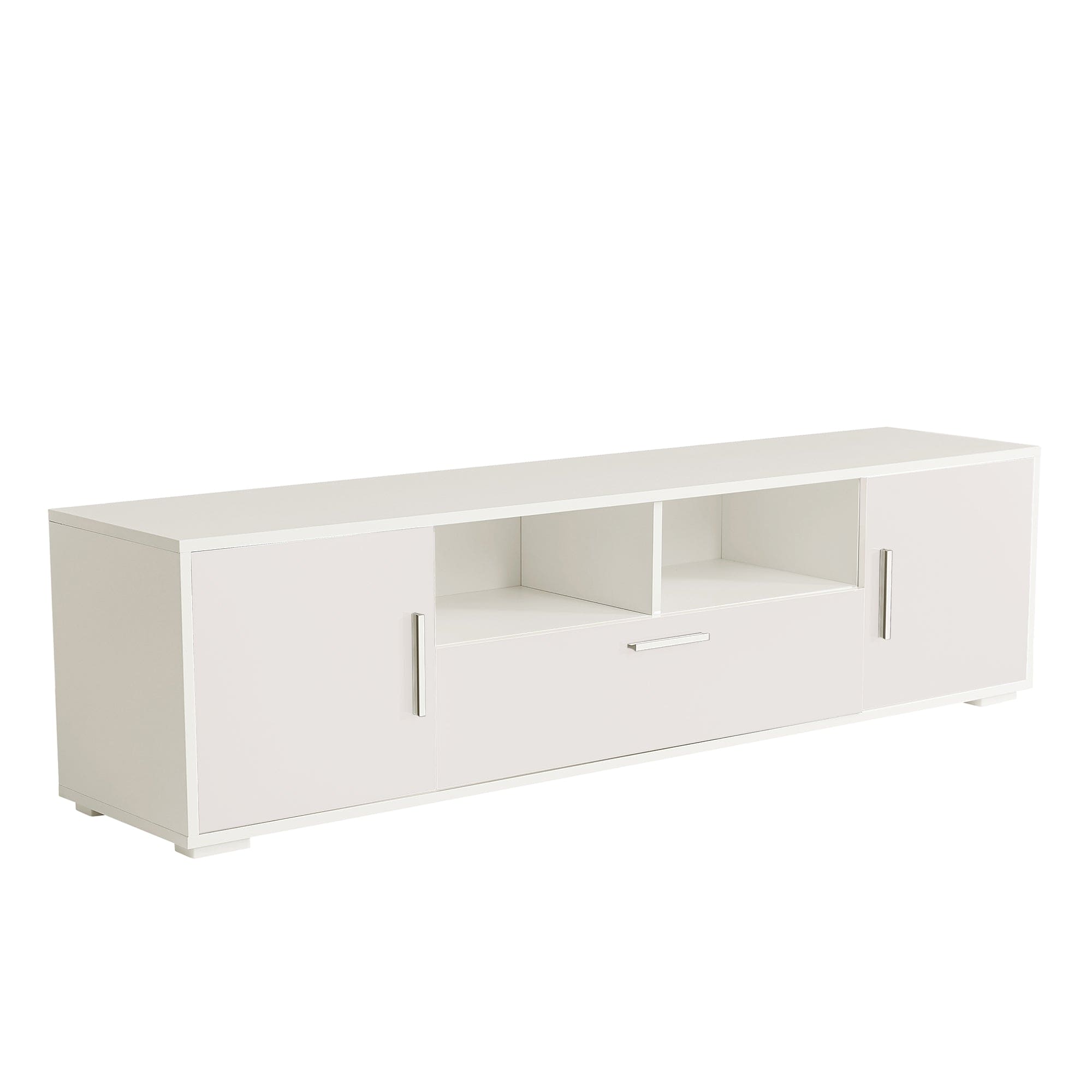 QuickassembleFashionTVstand,TVCabinet,entertainment center TV station,TVconsole,console with LED light belt, light belt can be remote control,with cabinets,open cells,for the living room,bedroom,white