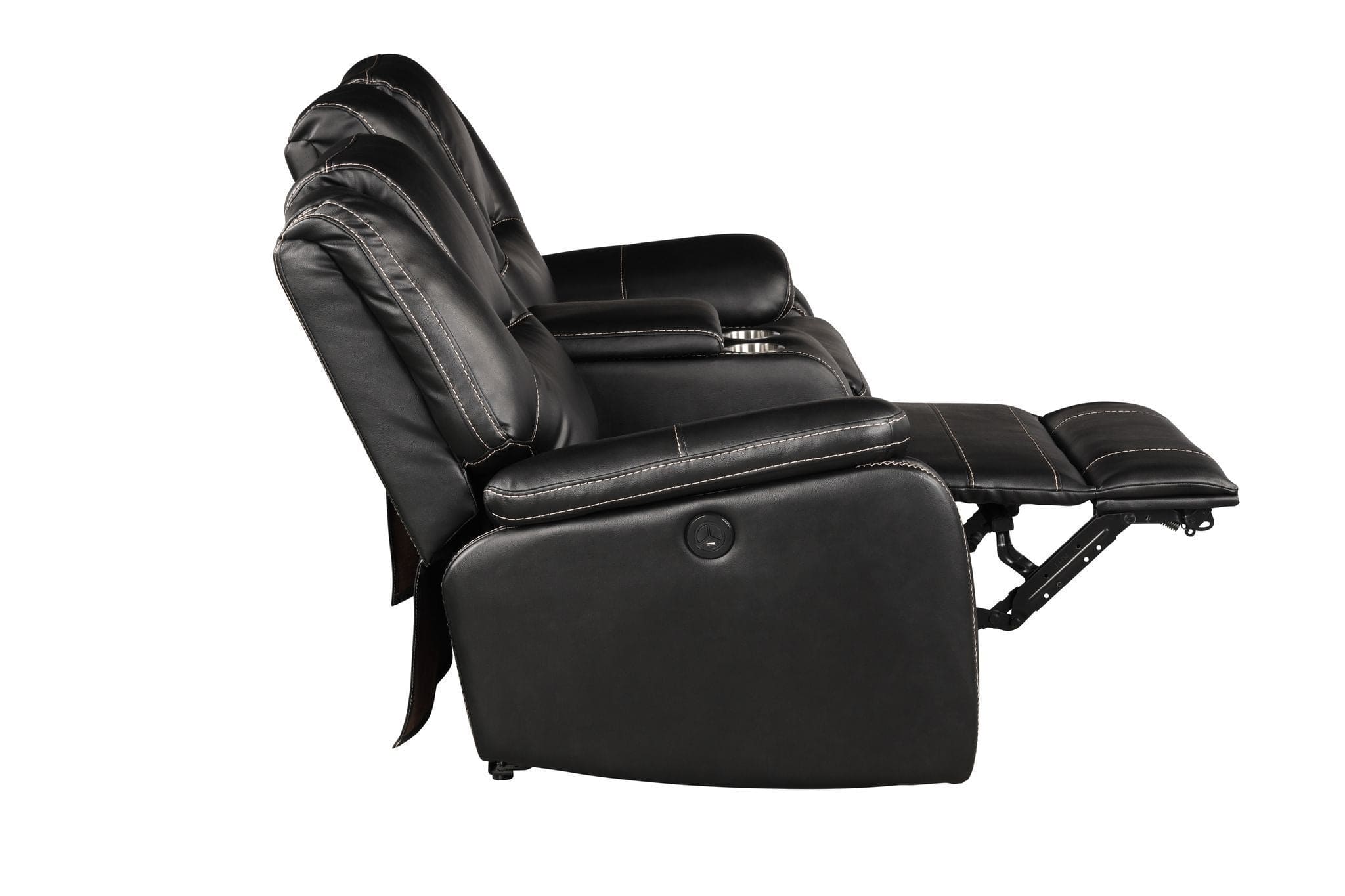 Hong Kong Power Reclining Loveseat made with Faux Leather in Black