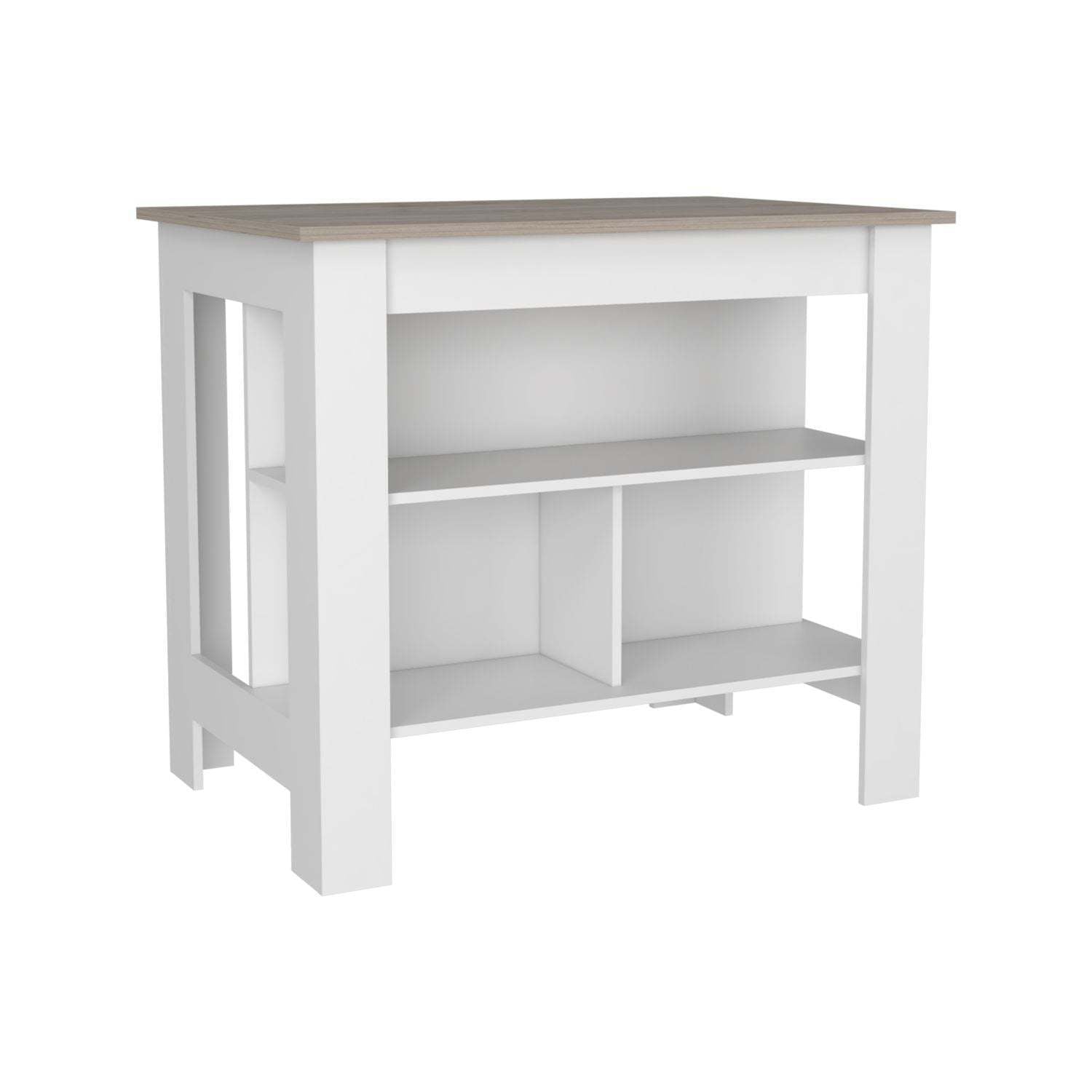 DEPOT E-SHOP Antibacterial Delos Kitchen Island , White / Light Gray