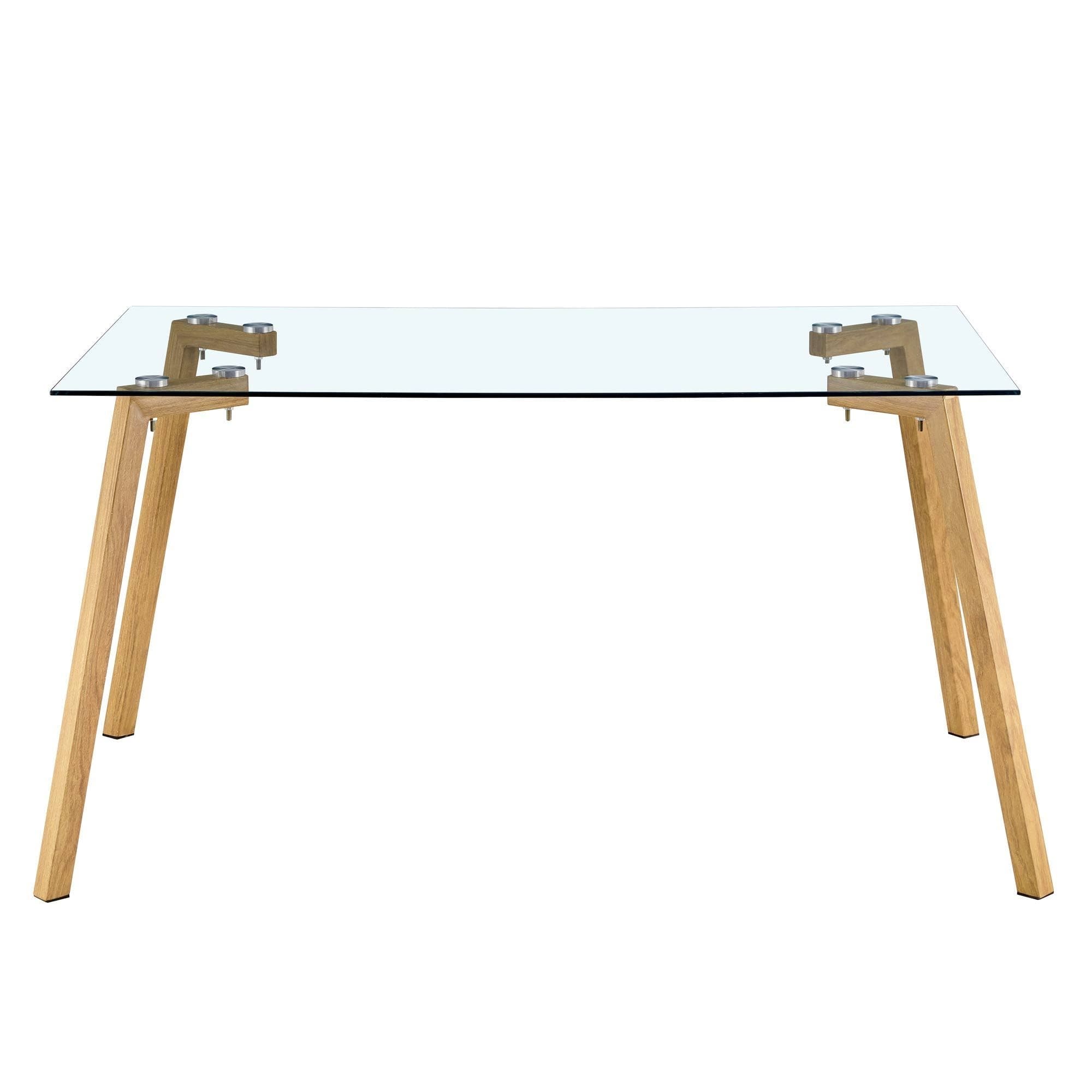 Glass Dining Table Modern Minimalist Rectangular  for 4-6 with 0.31" Tempered Glass Tabletop and Black Coating Metal Legs, Writing Table Desk, for Kitchen Dining Living Room, 51" W x 31"D x 30" H 1123