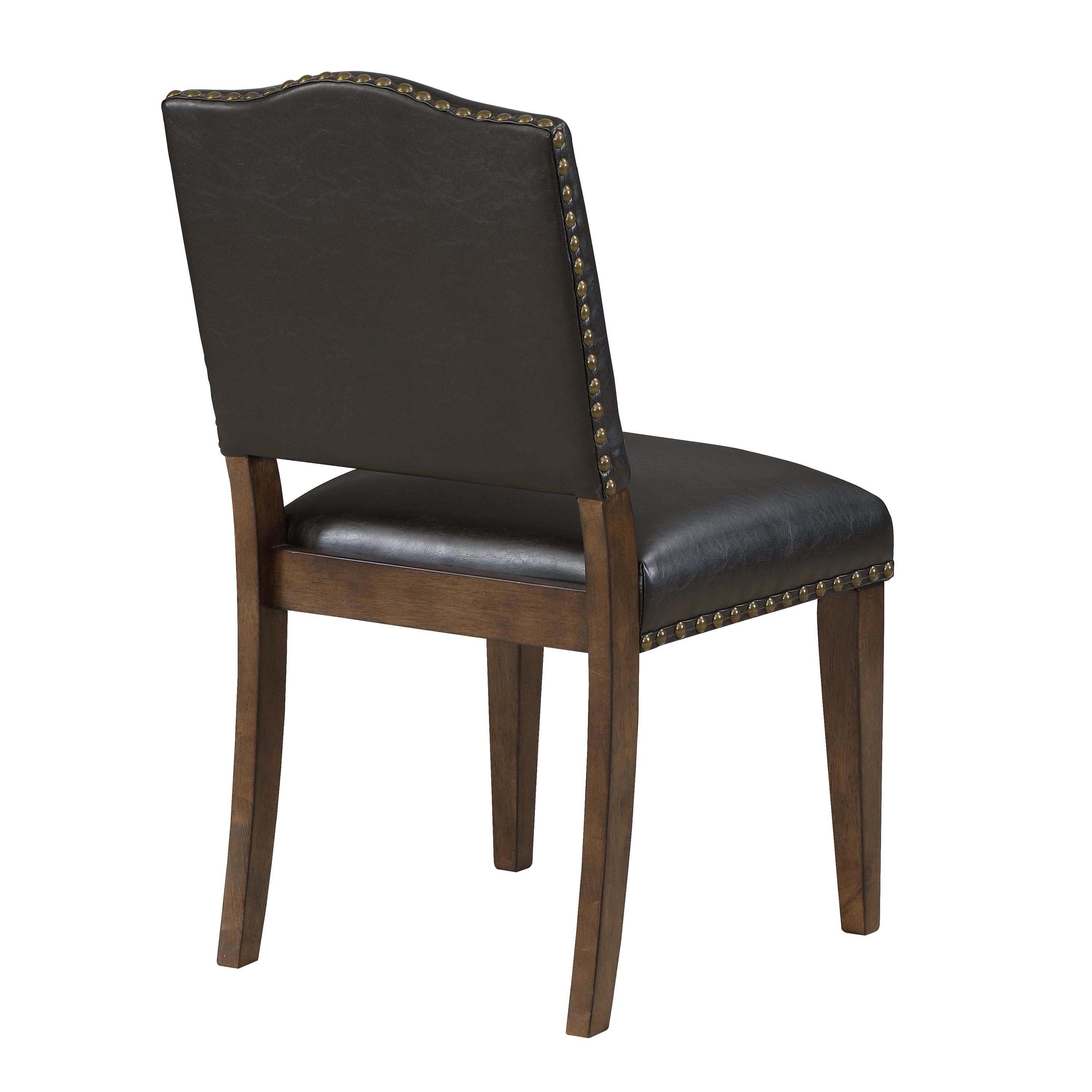 Dahlia Brown Faux Leather Dining Chair with Nail Heads - Set of 2