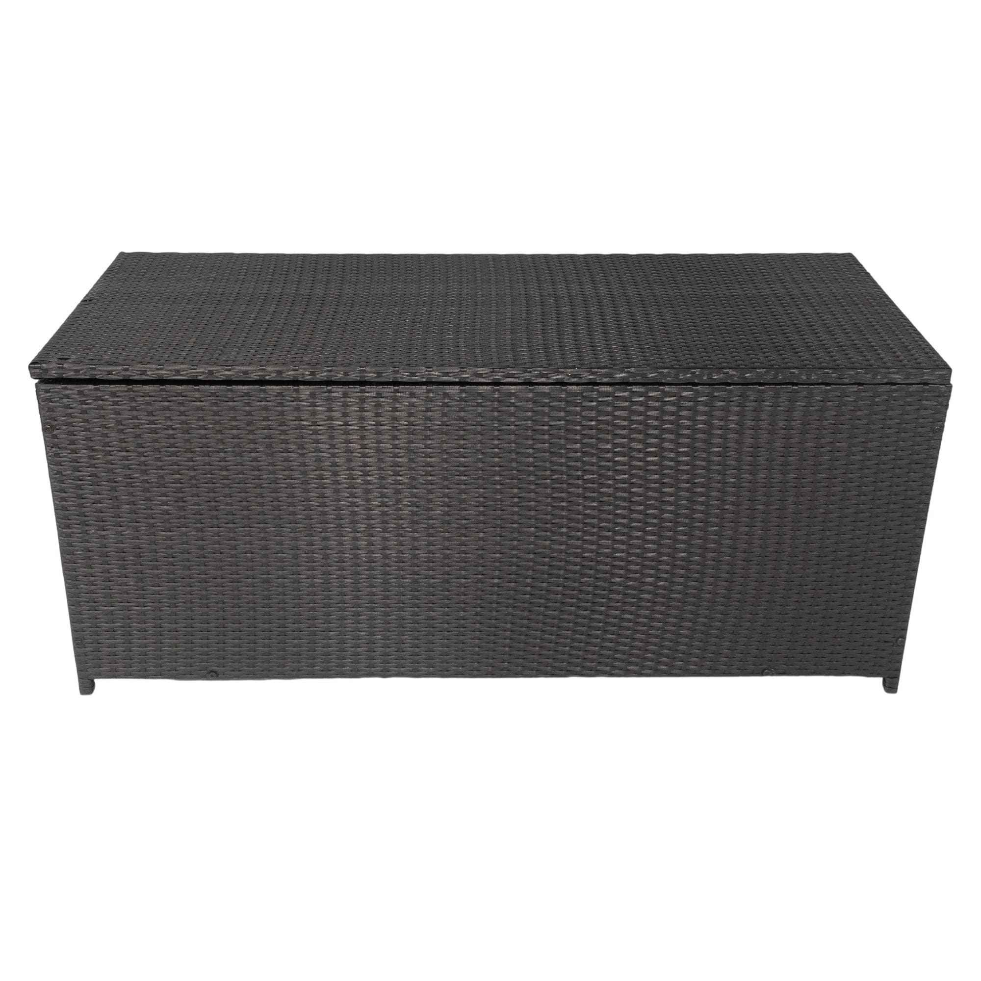 Outdoor Storage Box, 113 Gallon Wicker Patio Deck Boxes with Lid, Outdoor Cushion Storage Container Bin Chest for Kids Toys, Pillows, Towel Black