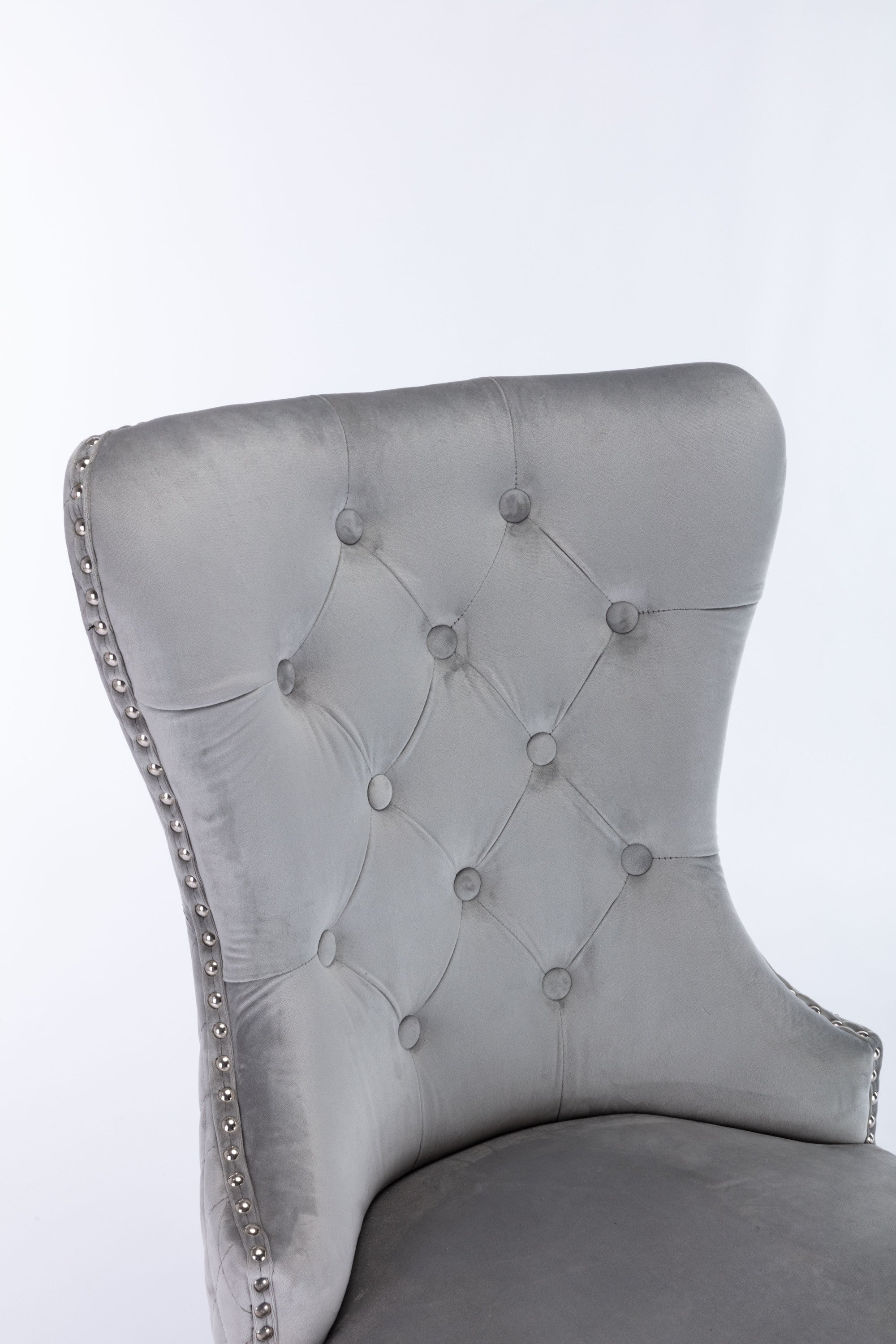 Simba Stainless Steel 2 Piece Chair Finish with Velvet Fabric in Light Gray