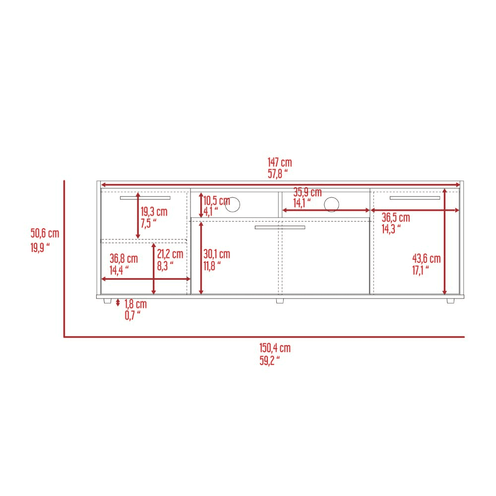 Tv Stand for TV´s up 55" Dext, One Cabinet, Double Door, Dark Walnut Finish