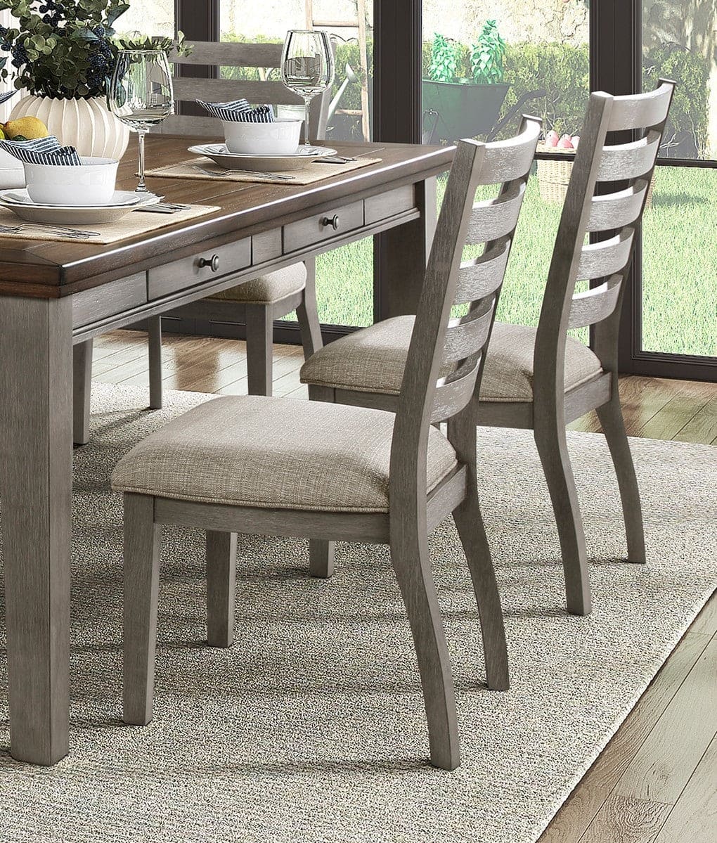 Gray Finish Traditional Style Side Chairs Set of 2pc Wooden Frame Ladder Back Design Dining Room Furniture