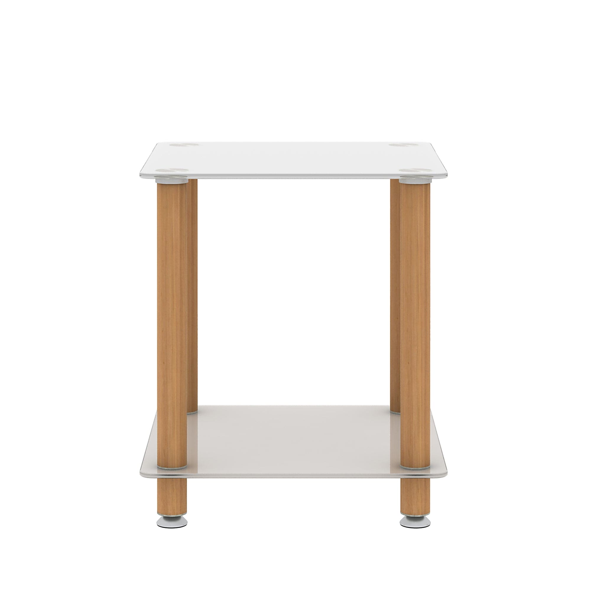 1-Piece White+Oak Side Table , 2-Tier Space End Table ,Modern Night Stand, Sofa table, Side Table with Storage Shelve