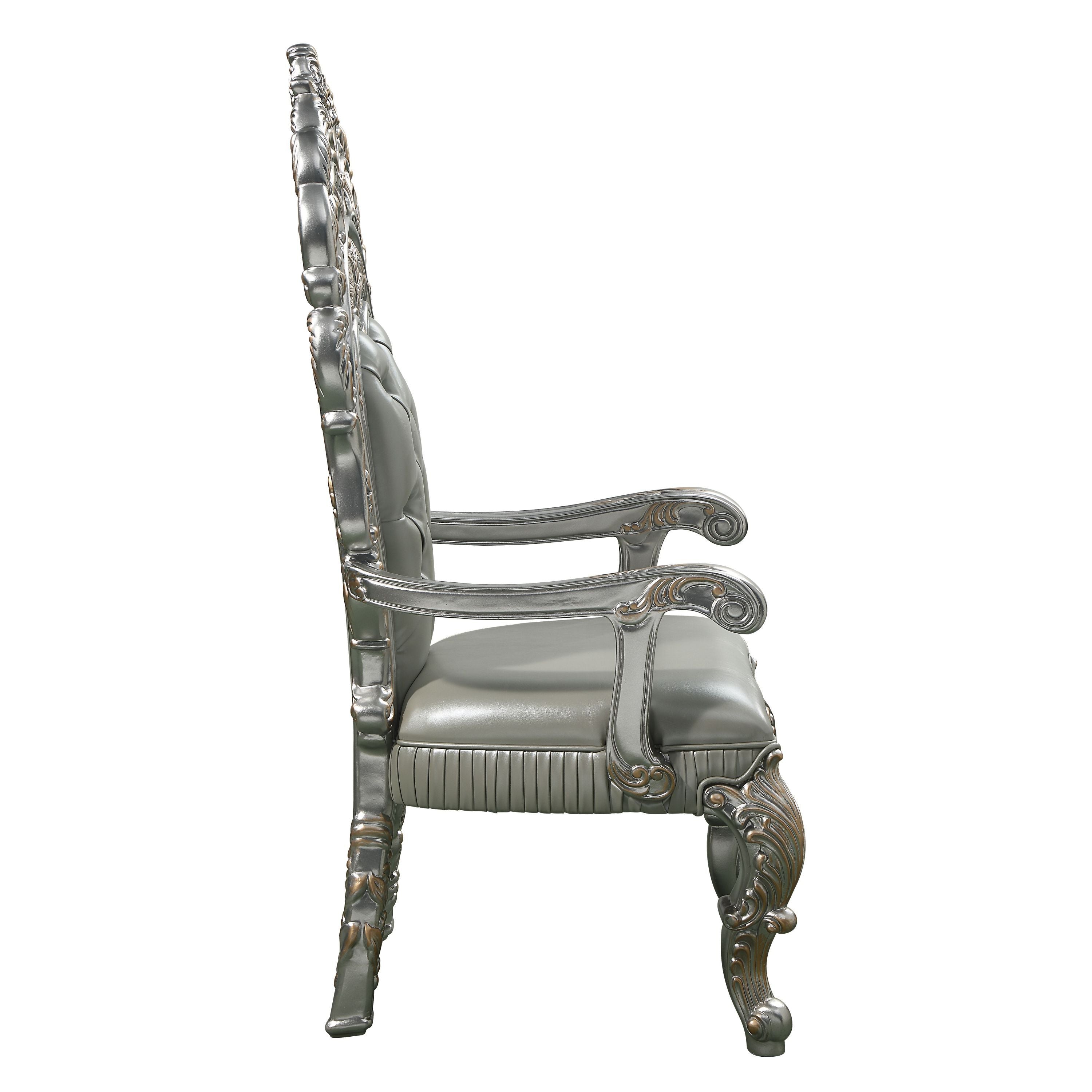 ACME Sandoval ARM CHAIR (SET-2) Beige PU & Champagne Finish DN01496