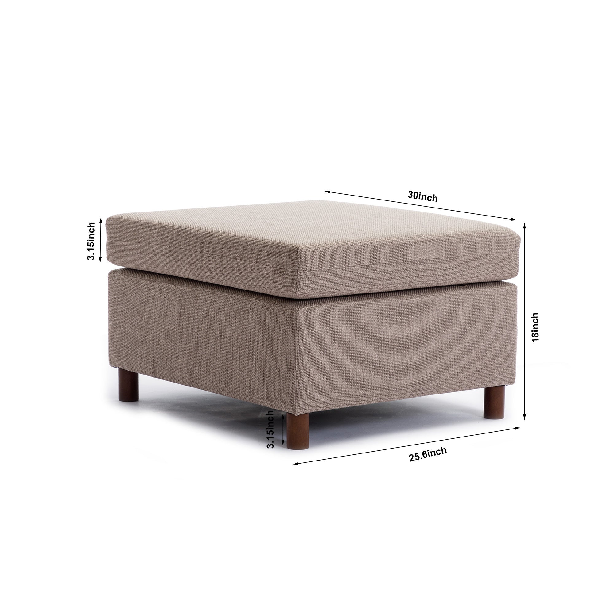 3 Seat Module Sectional Sofa Couch With 1 Ottoman for living room,Seat Cushion and Back Cushion Non-Removable and Non-Washable,Brown