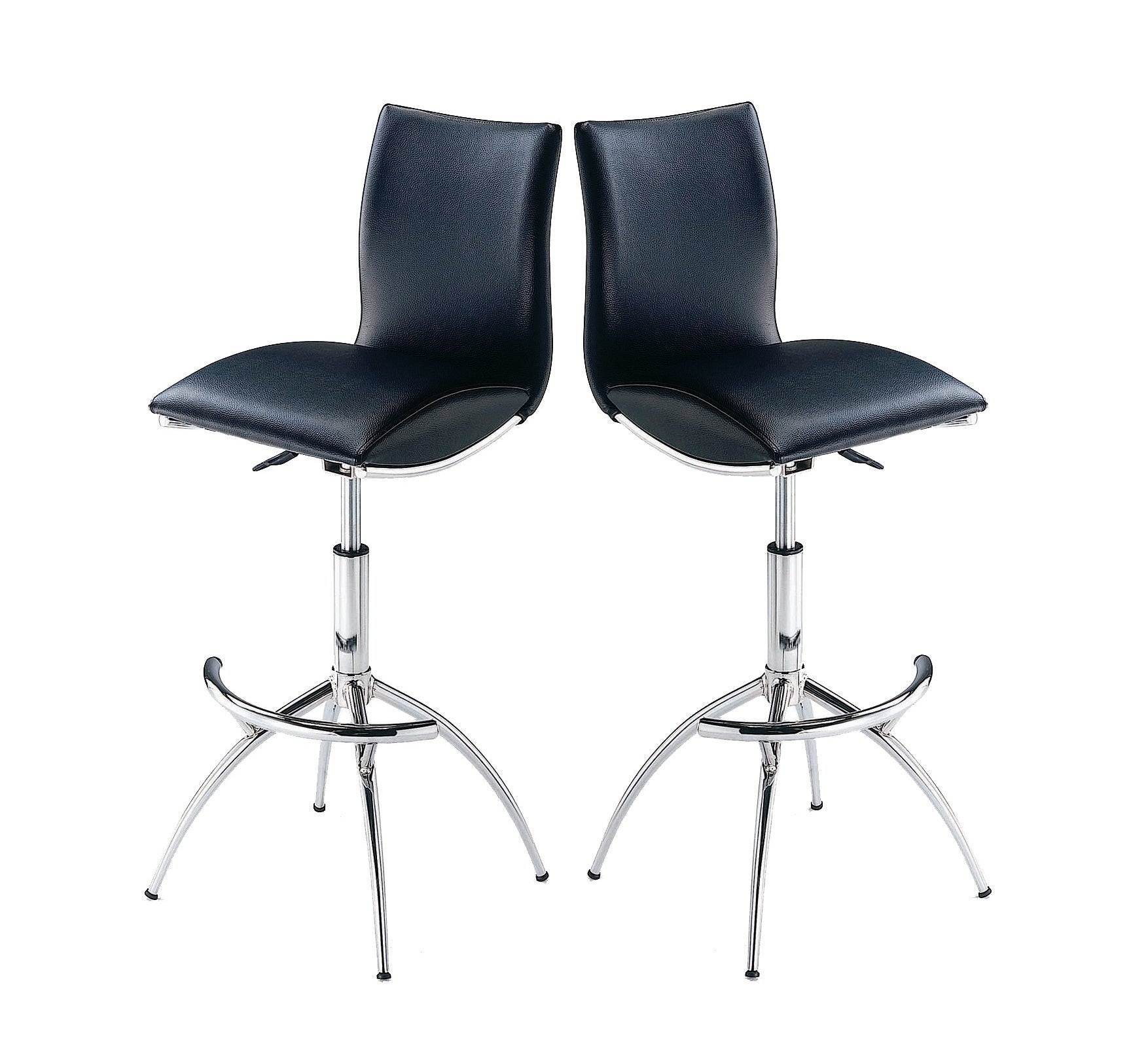 Modern Barstool Leatherette/Chrome Adjustable Height In Black Color