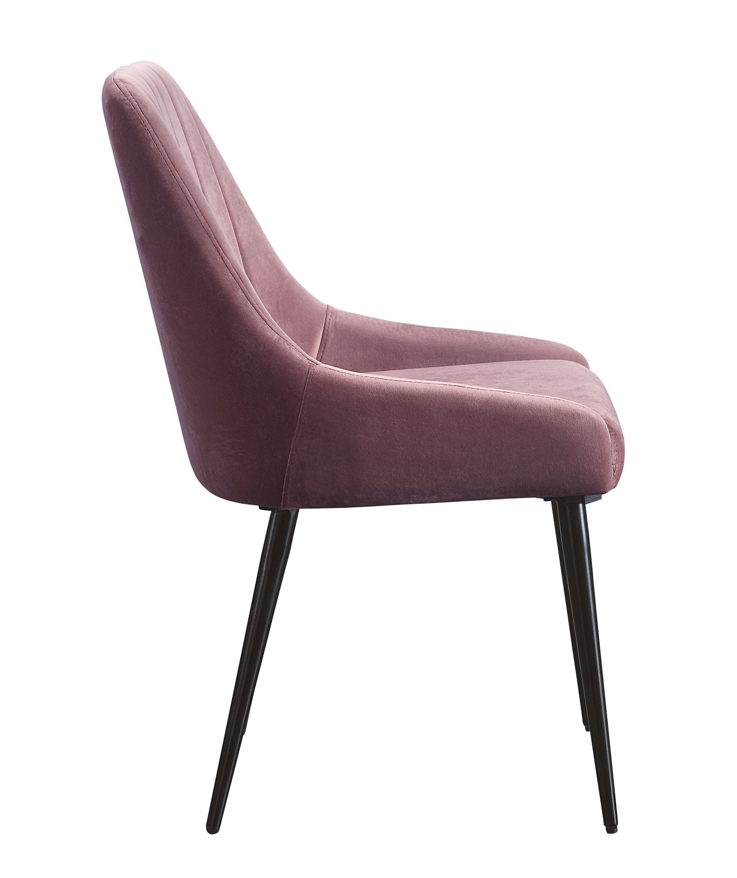 ACME Caspian Side Chair, Pink Fabric & Black Finish 74012