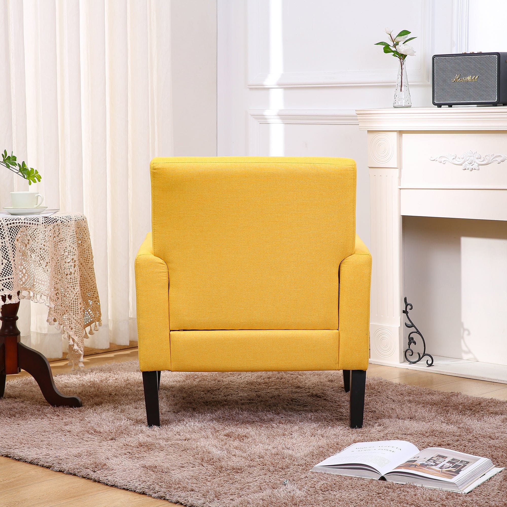 Downloads: 20 
Fabric Accent Chair for Living Room, Bedroom Button Tufted Upholstered Comfy Reading Accent Chairs Sofa (Yellow)