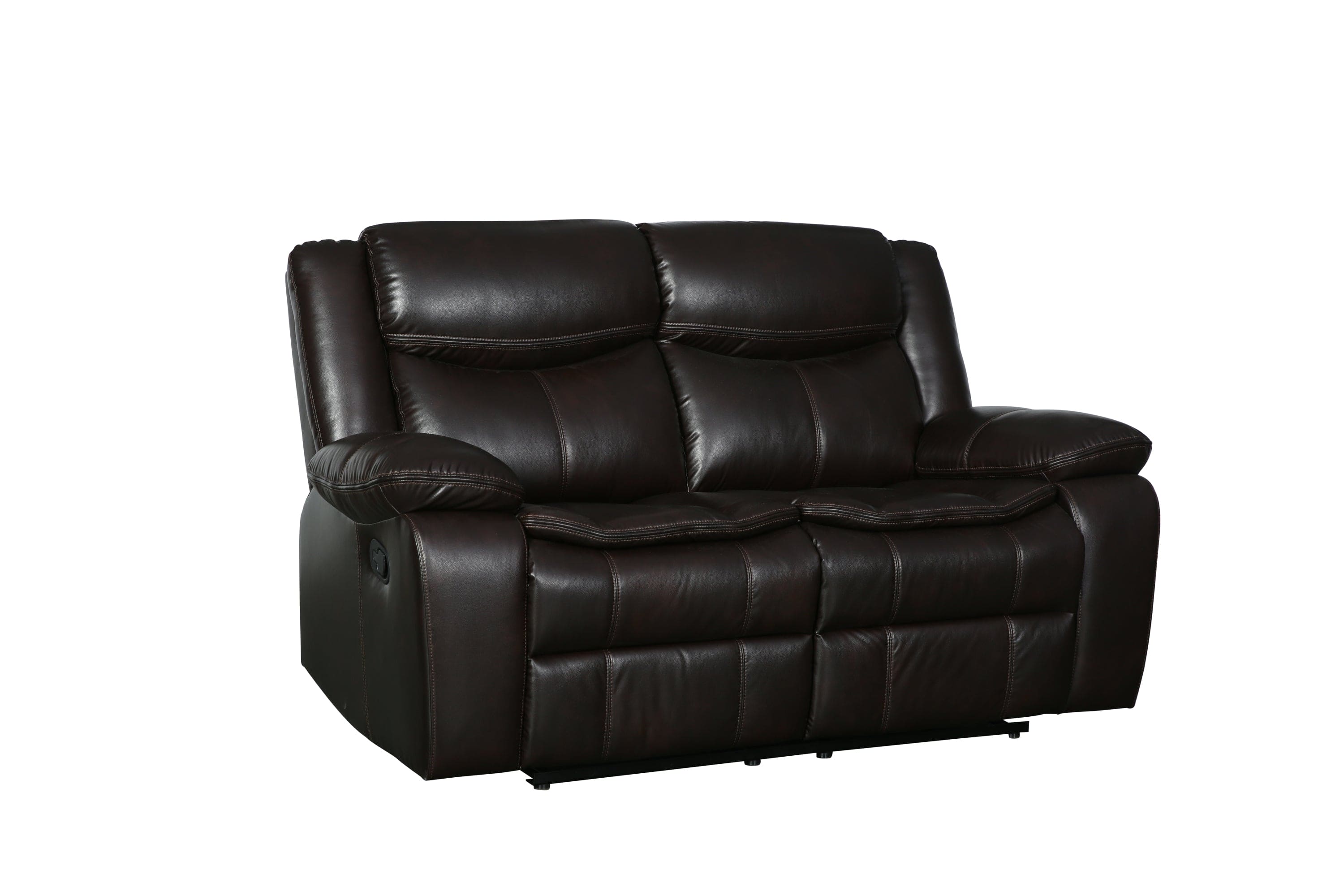 Global United Transitional Leather-Air Reclining Loveseat