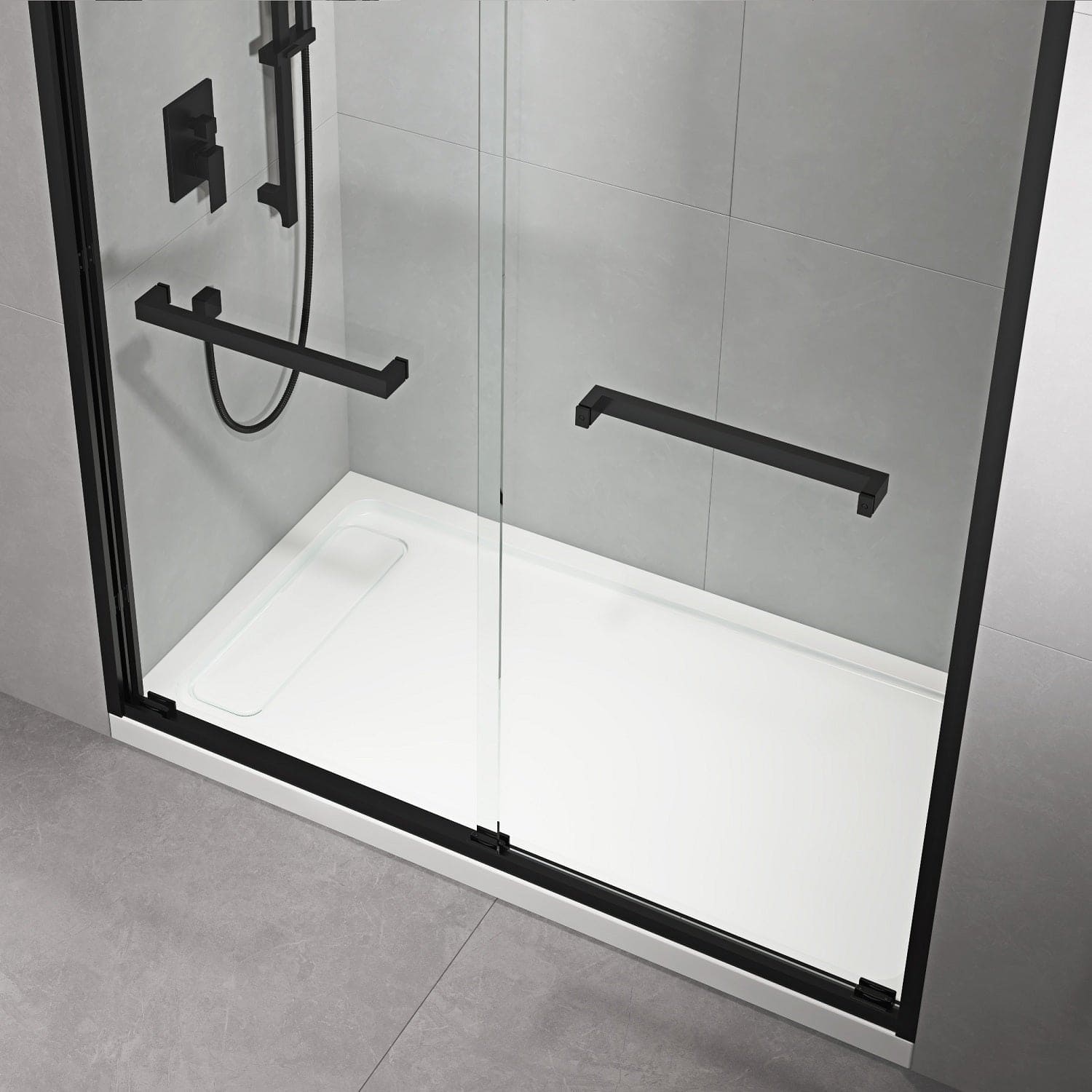 60 in. W x 76 in. HSliding Framed Shower Door in Black Finish with Clear Glass